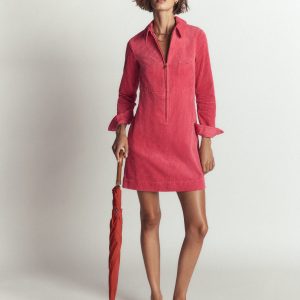 Bronte Cord Short Dress-Cherry Blush