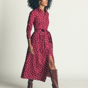 Alexa Cotton Midi Shirt Dress-Ruby Red. Boden Spot