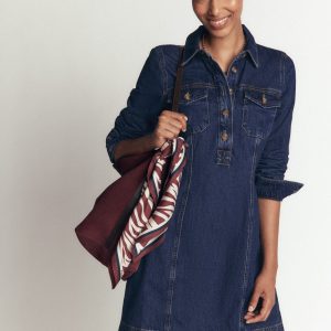 Fleur Denim Short Dress-Mid Vintage Denim