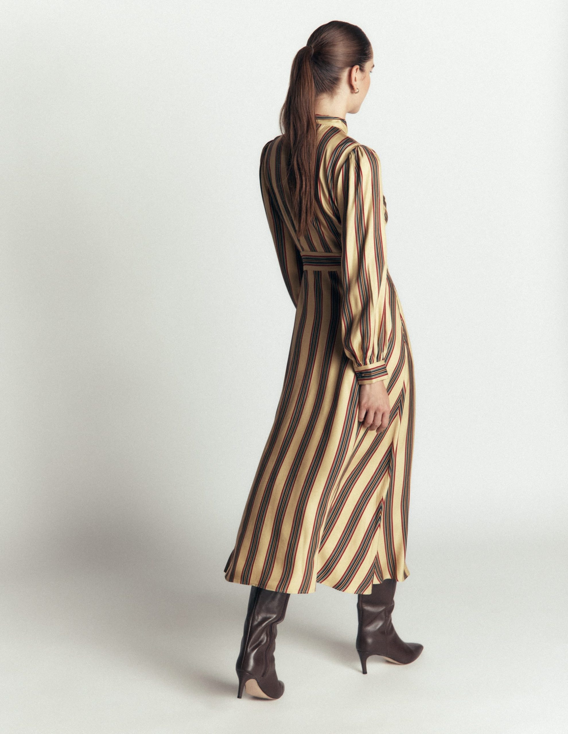 Bow Detail Shirt Dress-Multi. Collegic Stripe - Image 4