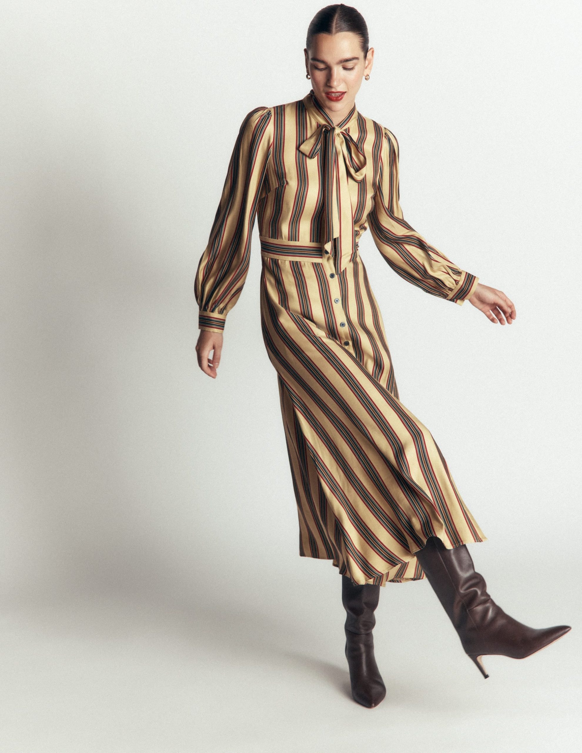 Bow Detail Shirt Dress-Multi. Collegic Stripe - Image 6