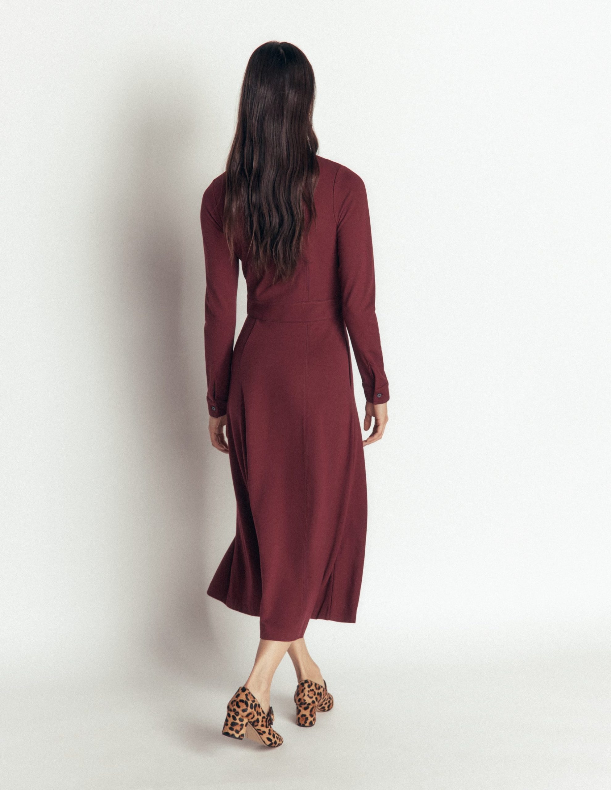 Alex Ponte Contrast Midi Dress-Chocolate Truffle - Image 3