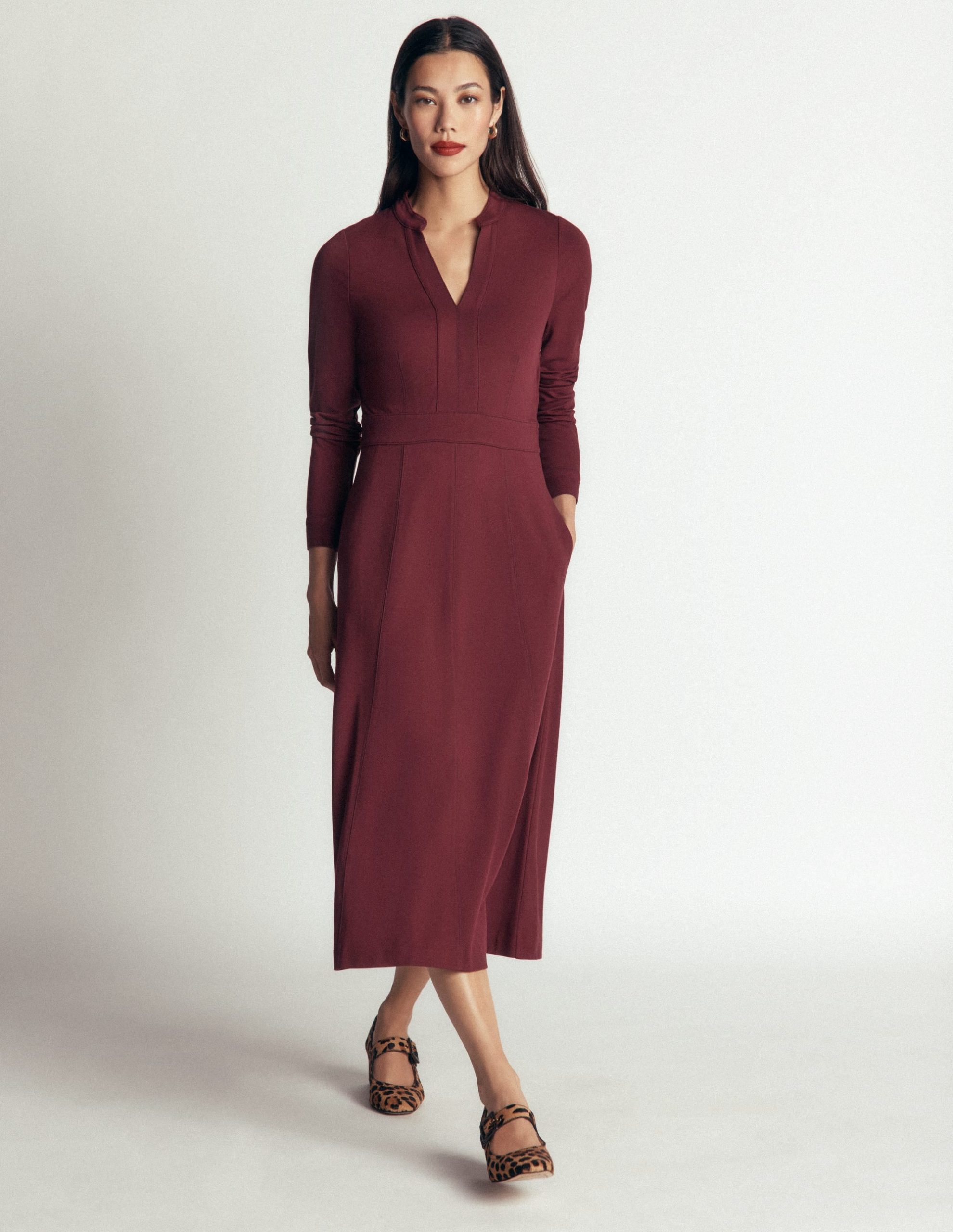 Alex Ponte Contrast Midi Dress-Chocolate Truffle - Image 4