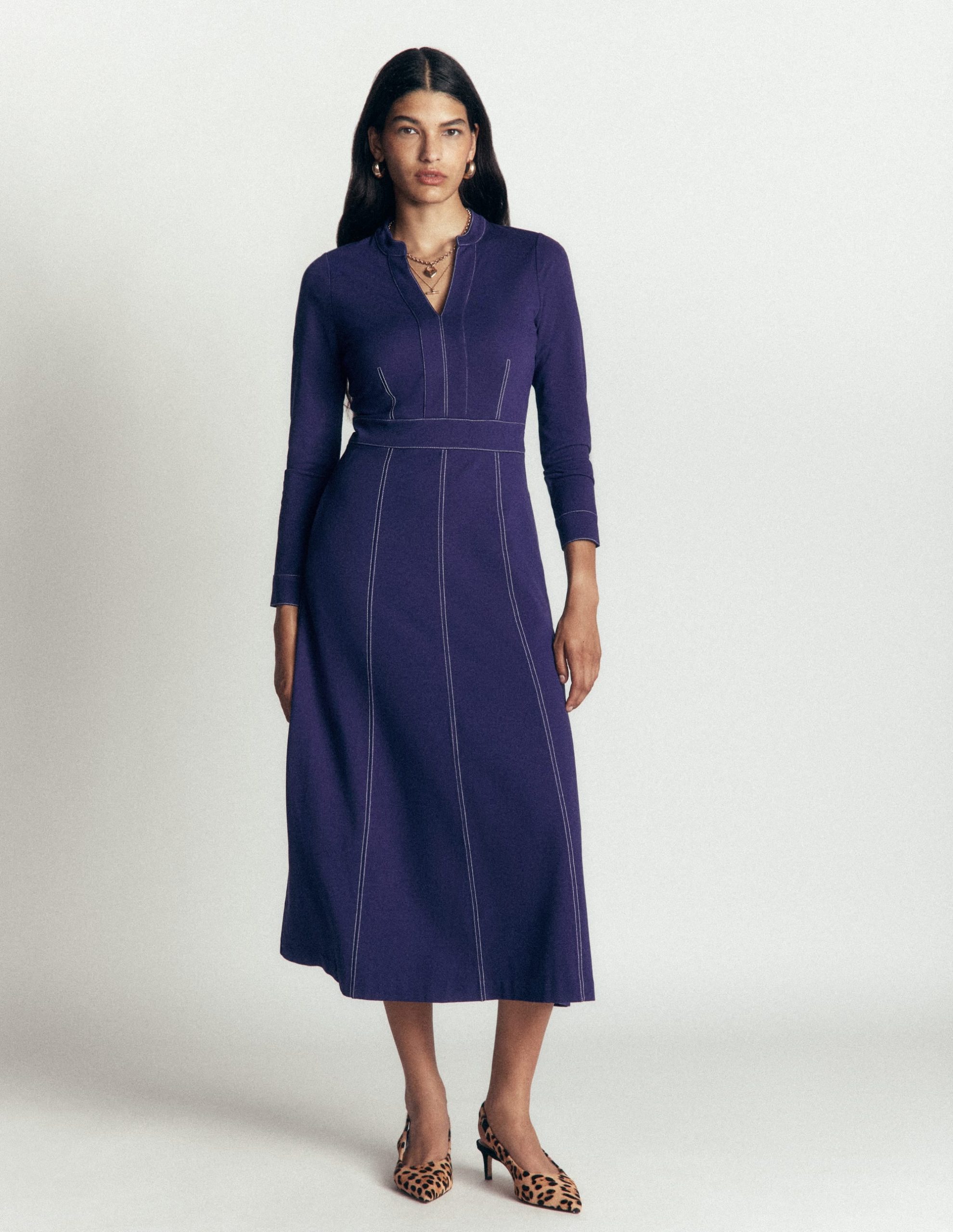Alex Ponte Contrast Midi Dress-Zodiac Purple - Image 4