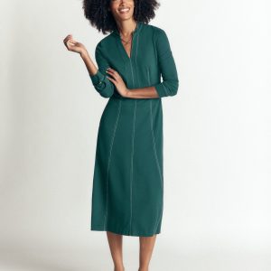 Alex Ponte Contrast Midi Dress-Midnight Ocean