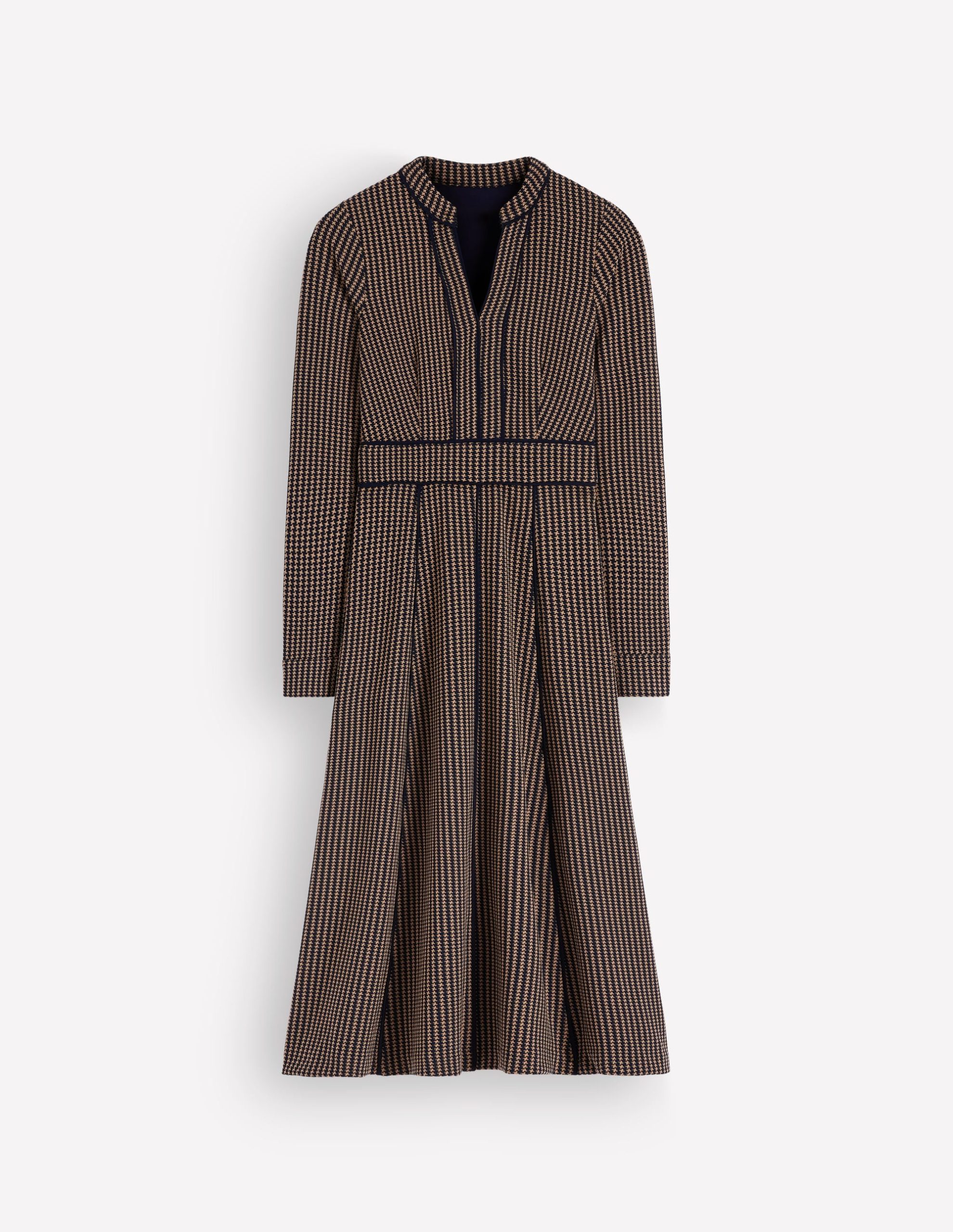 Alex Ponte Contrast Midi Dress-Navy/Camel Texture - Image 6