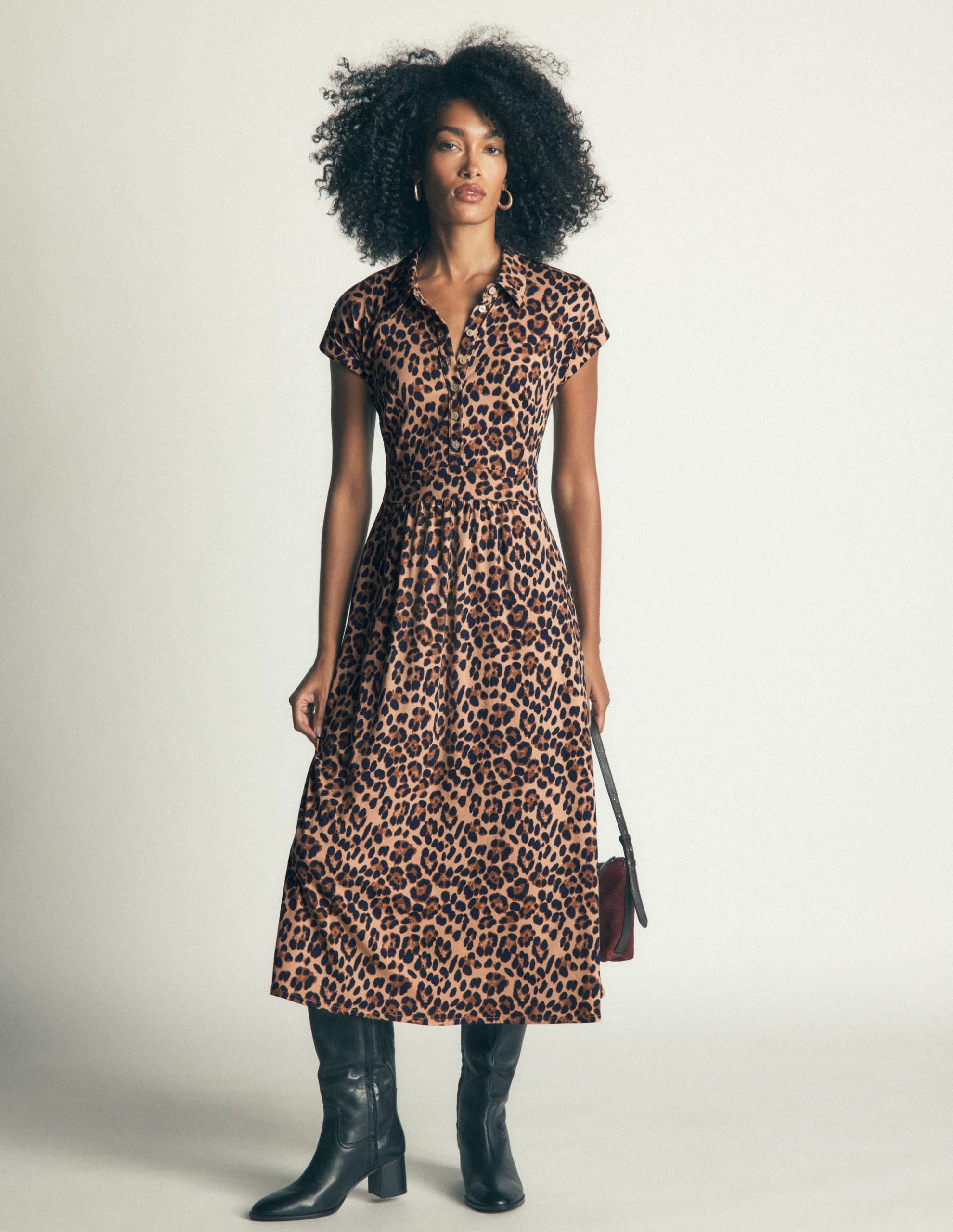 Fae Jersey Shirt Dress-Multi. Brushed Animal