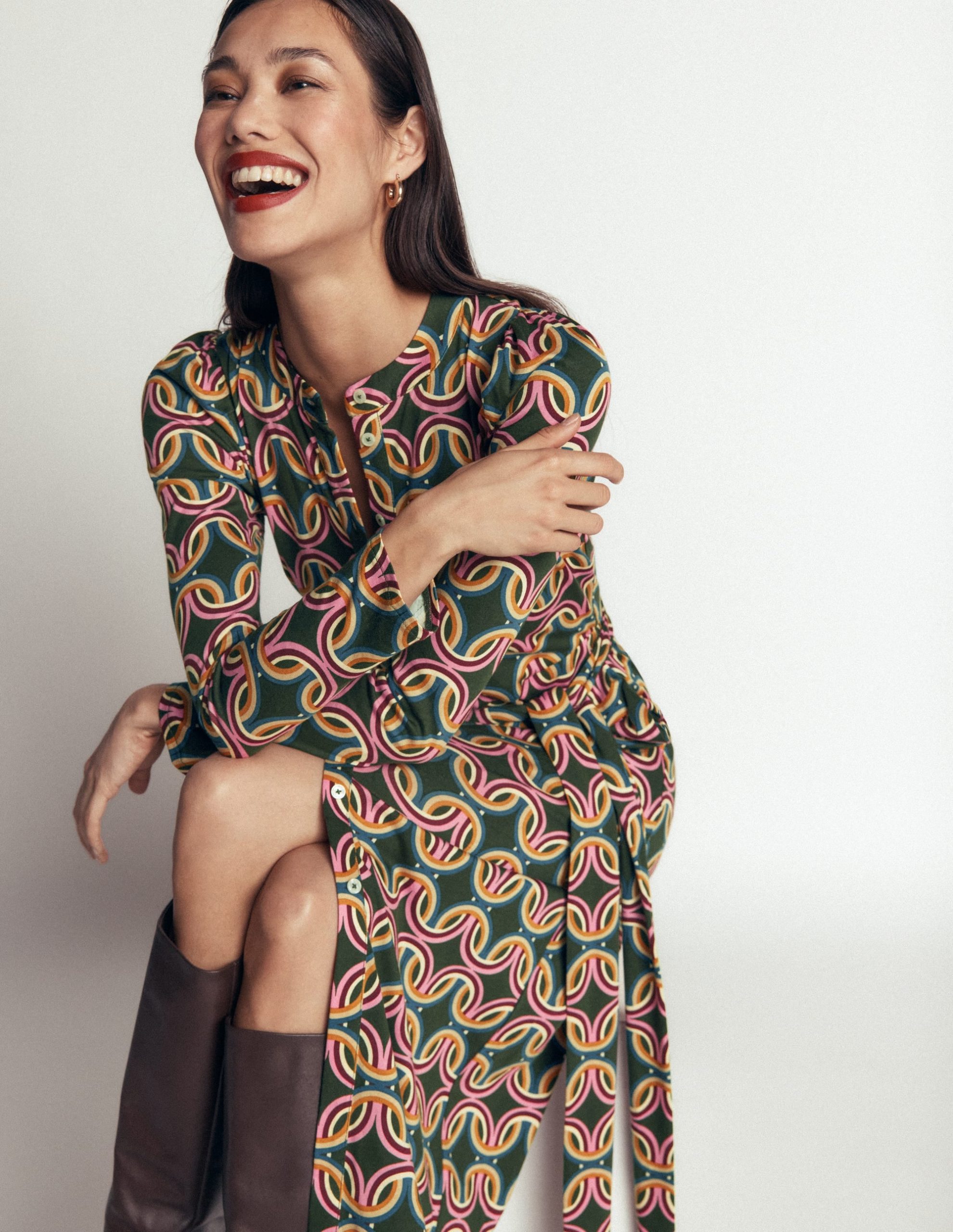 Honor Column Jersey Midi Dress-Duffle Bag. Geo Parade