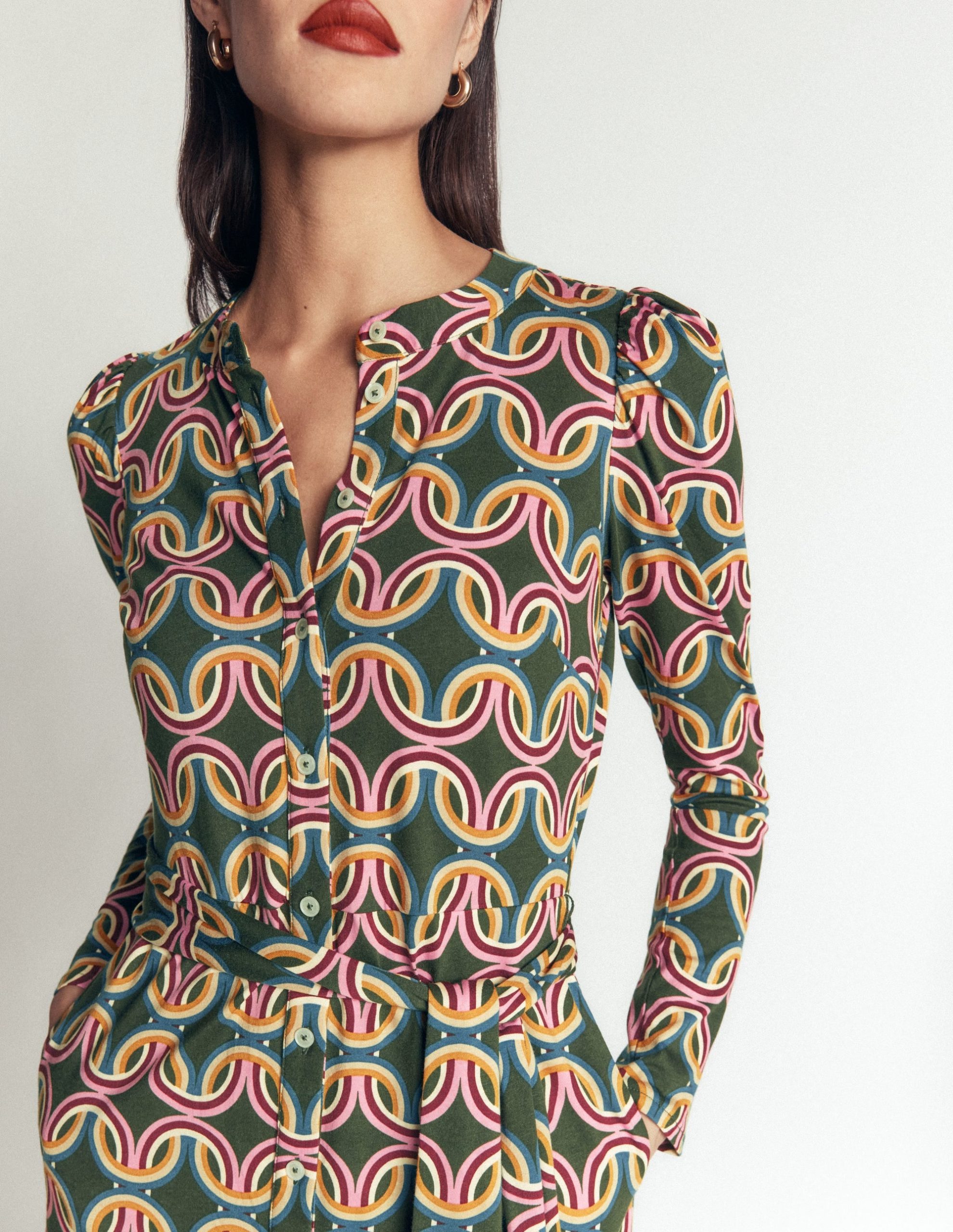 Honor Column Jersey Midi Dress-Duffle Bag. Geo Parade - Image 2