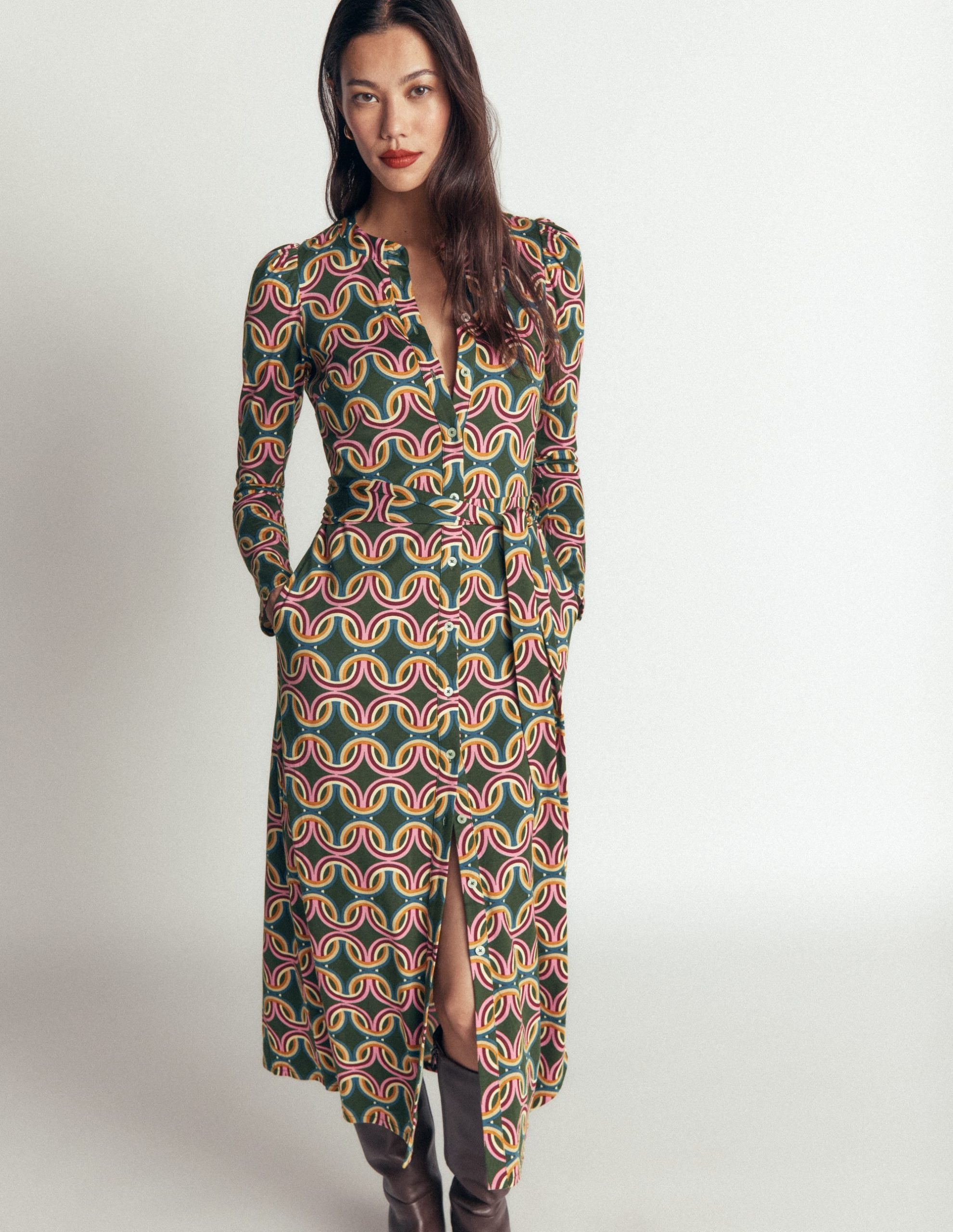 Honor Column Jersey Midi Dress-Duffle Bag. Geo Parade - Image 4