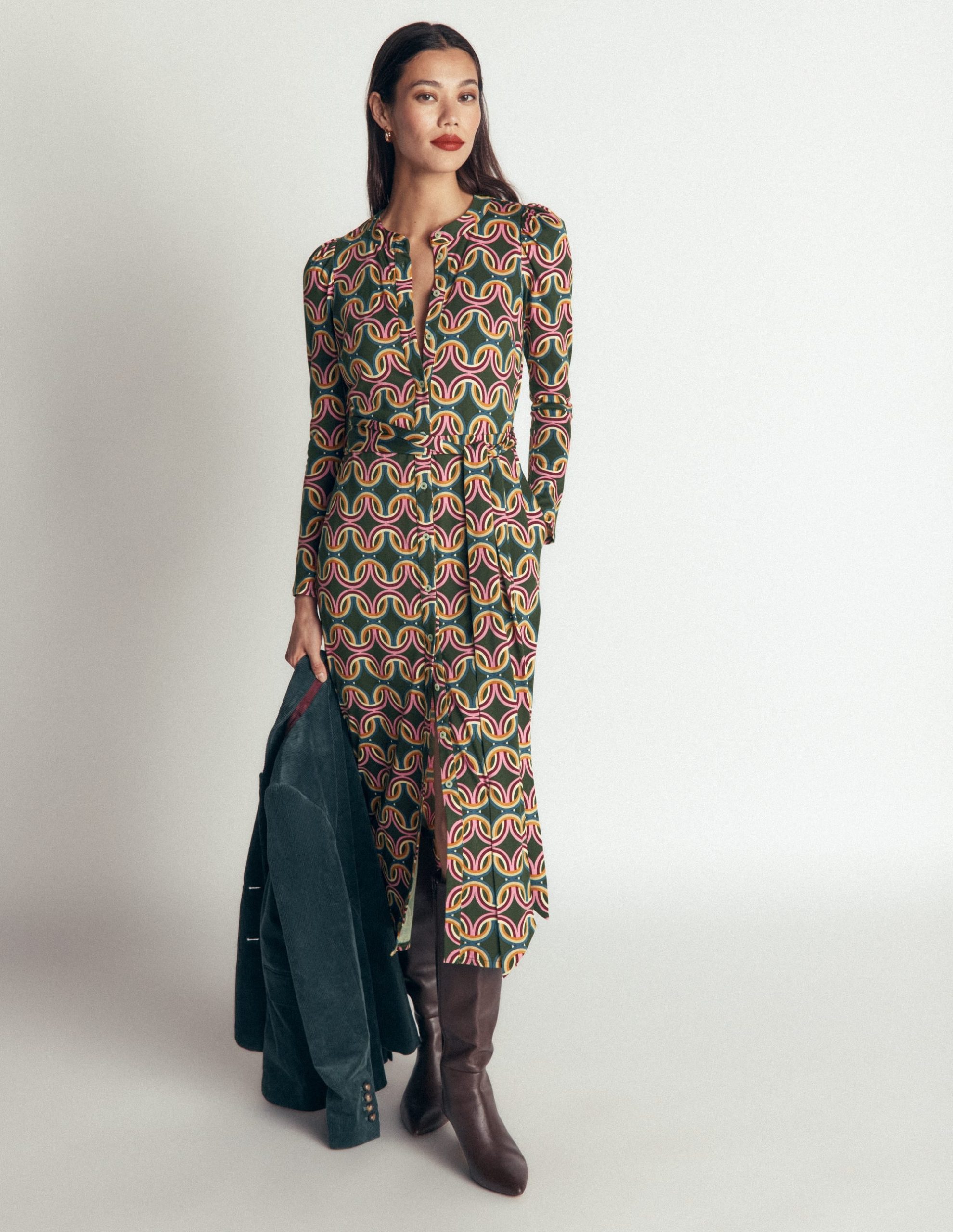 Honor Column Jersey Midi Dress-Duffle Bag. Geo Parade - Image 5