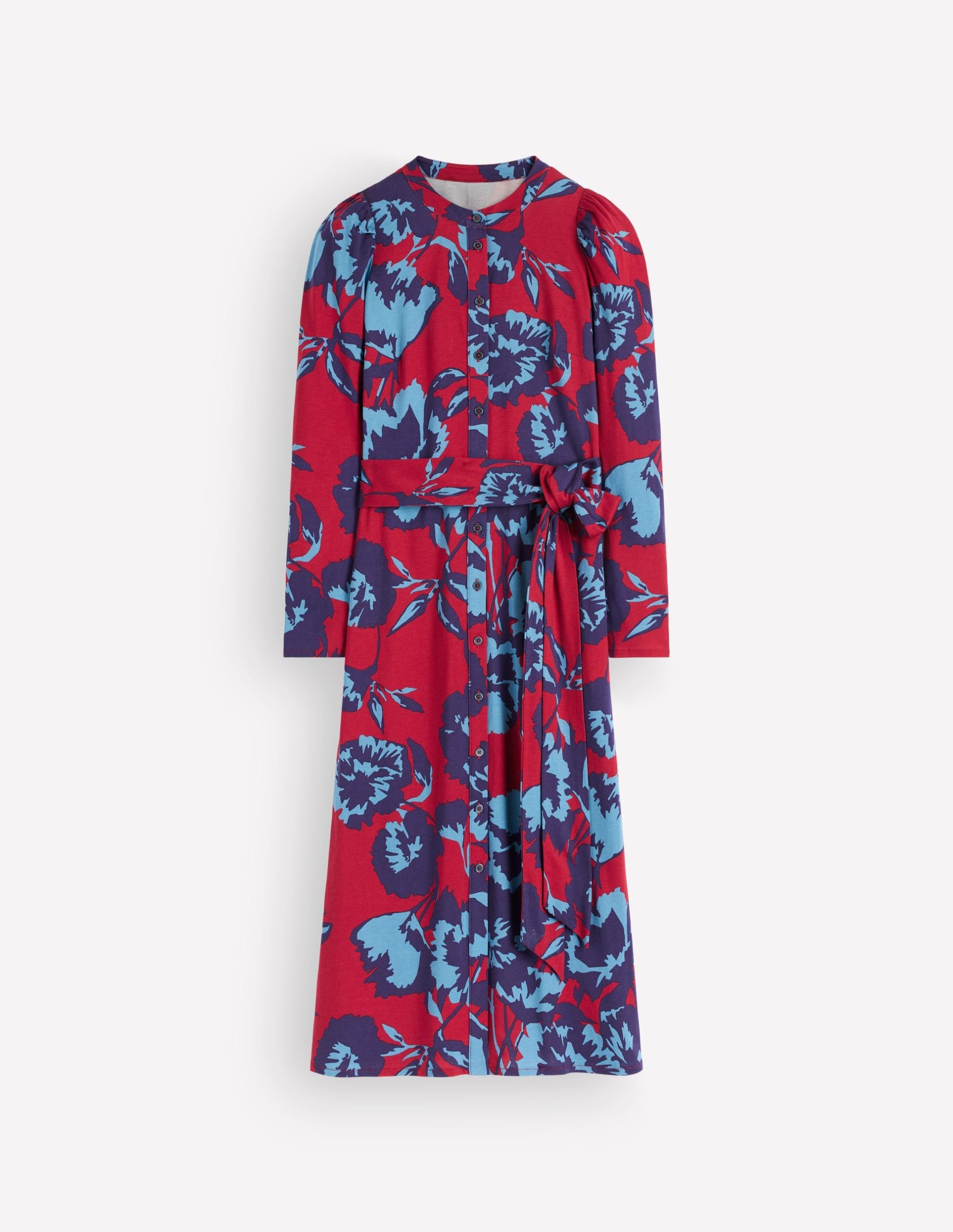 Honor Column Jersey Midi Dress-Crimson Red. Forest Breeze - Image 6
