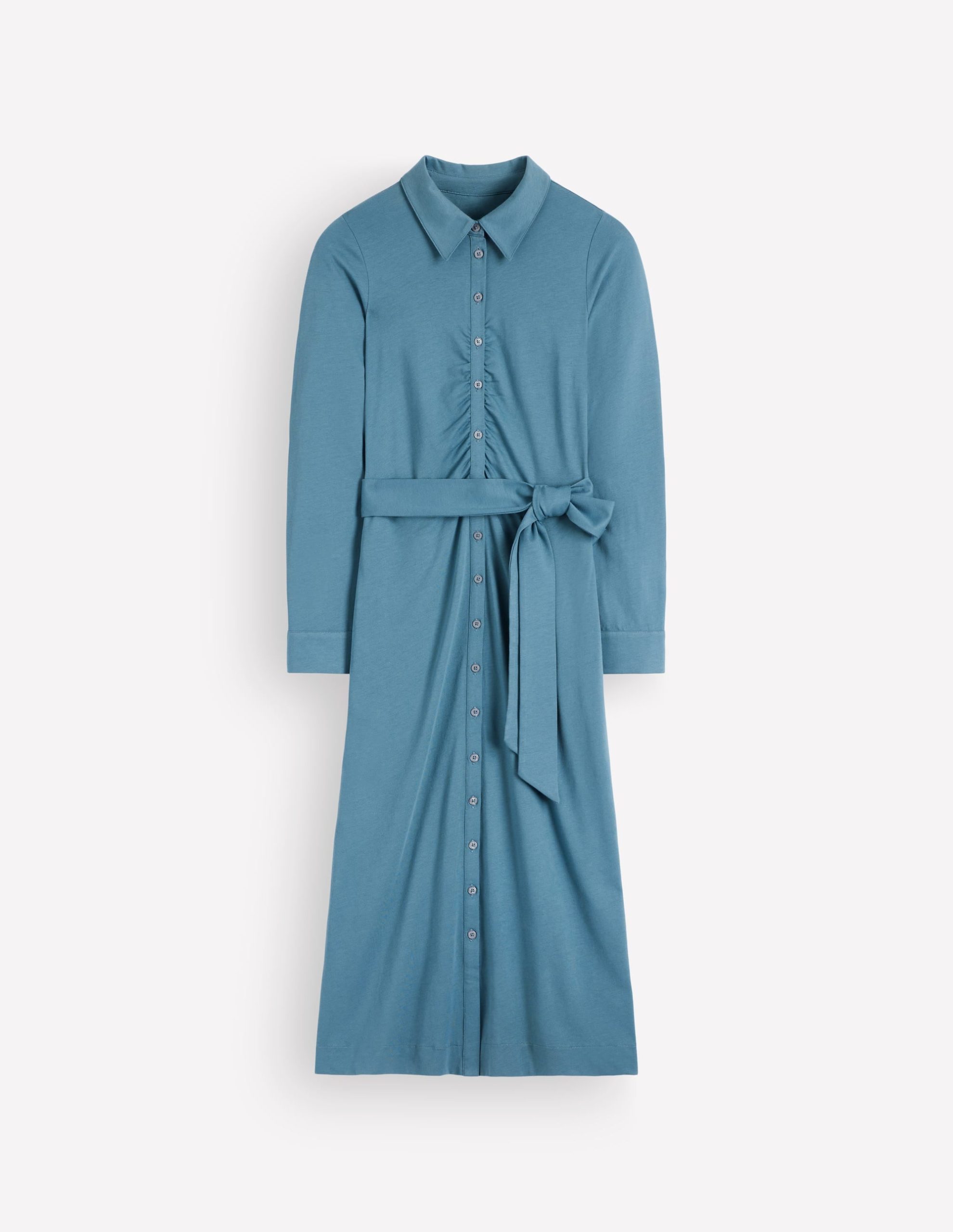 Ruched Jersey Shirt Dress-Storm Blue - Image 5