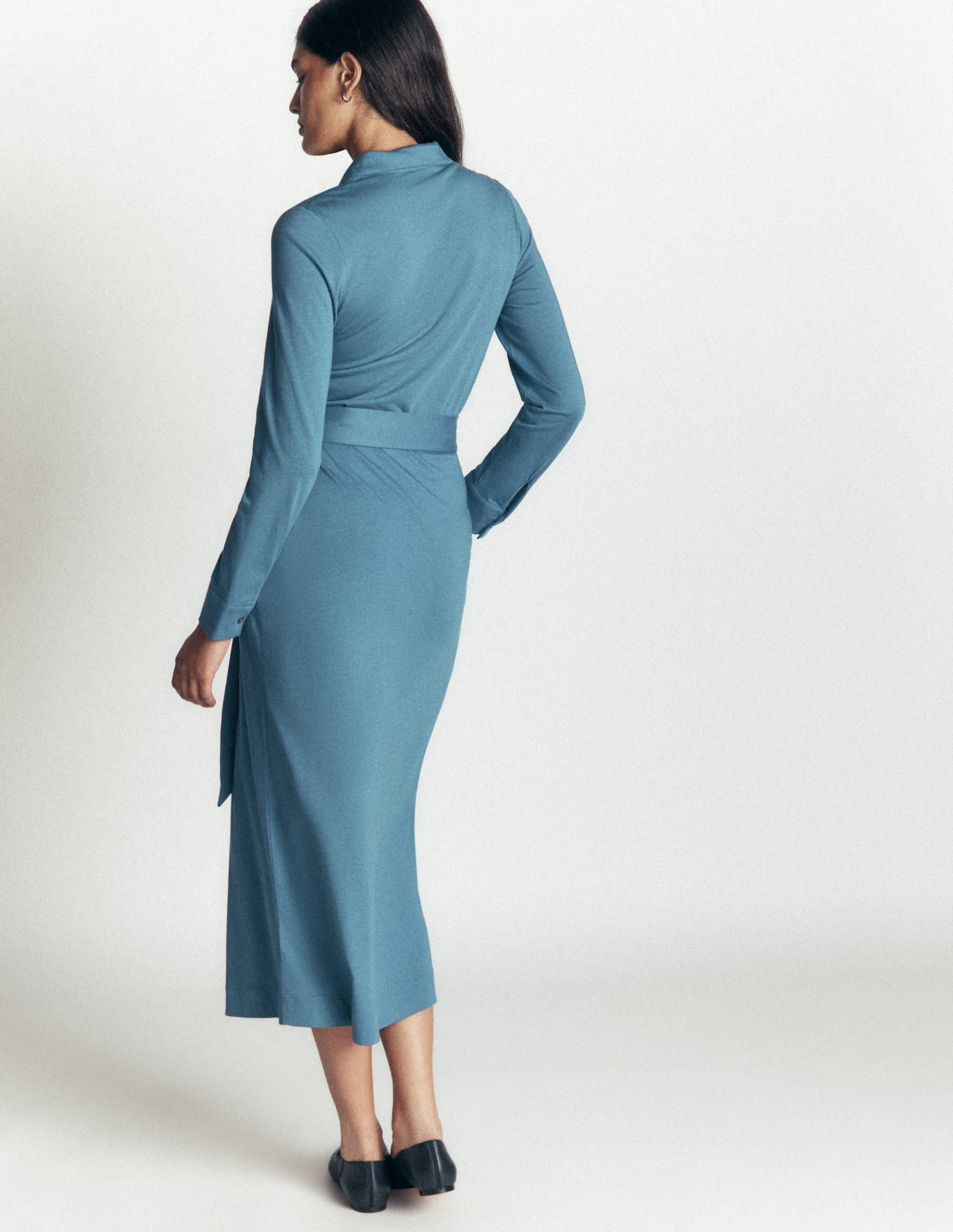Ruched Jersey Shirt Dress-Storm Blue - Image 2