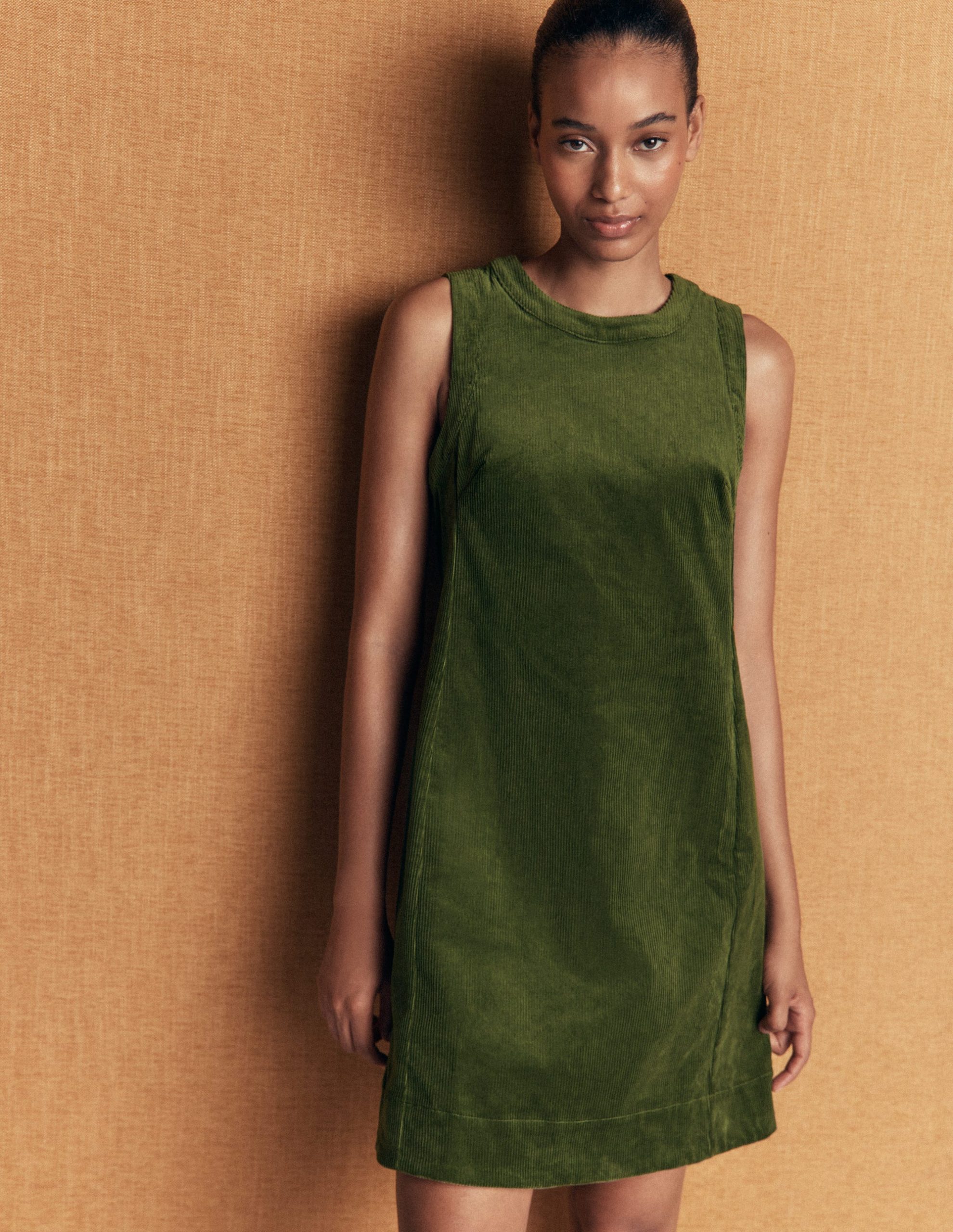 Lou Cord Shift Dress-Forest Green - Image 4