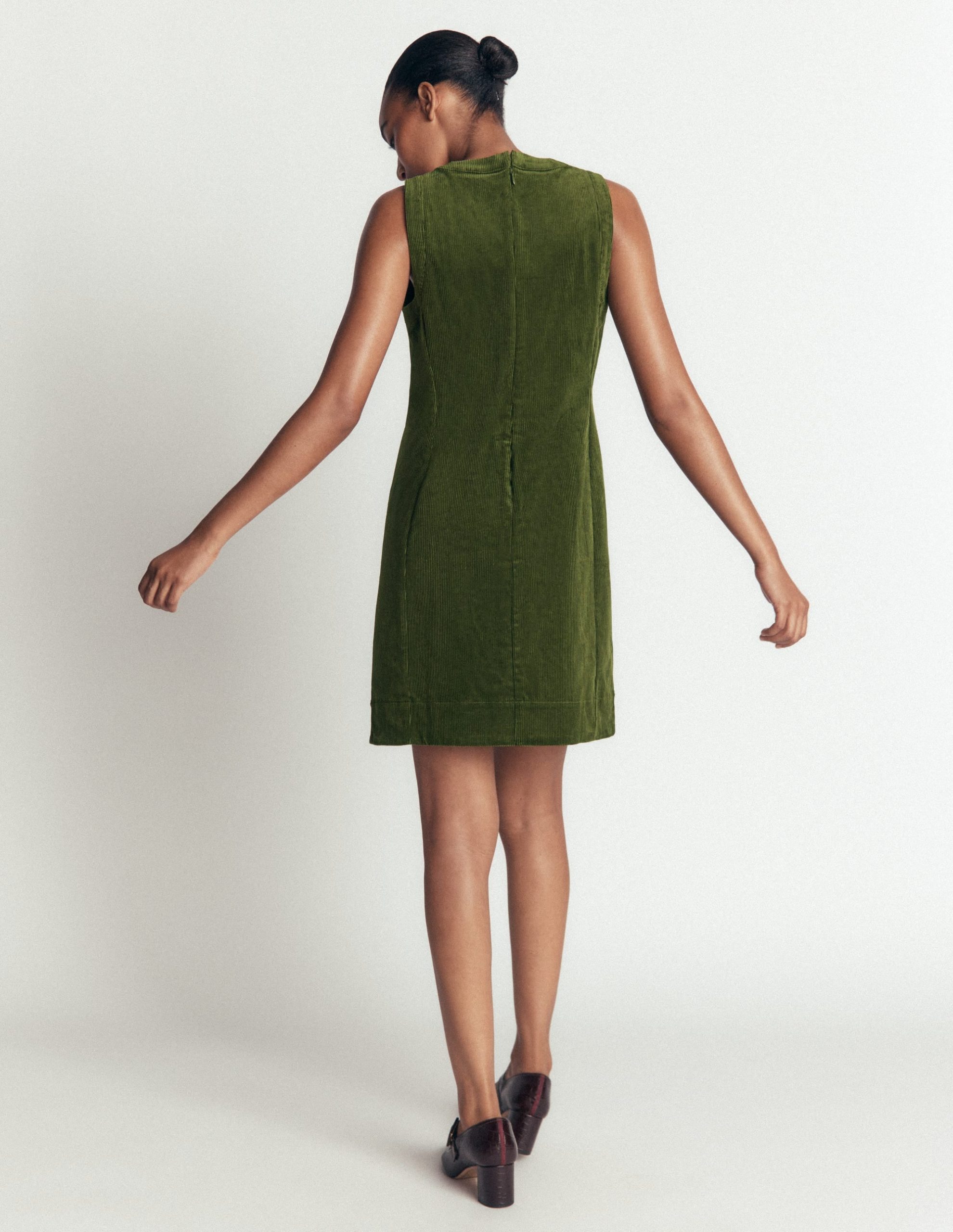 Lou Cord Shift Dress-Forest Green - Image 5