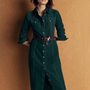 Fleur Cord Midi Dress-Midnight Teal