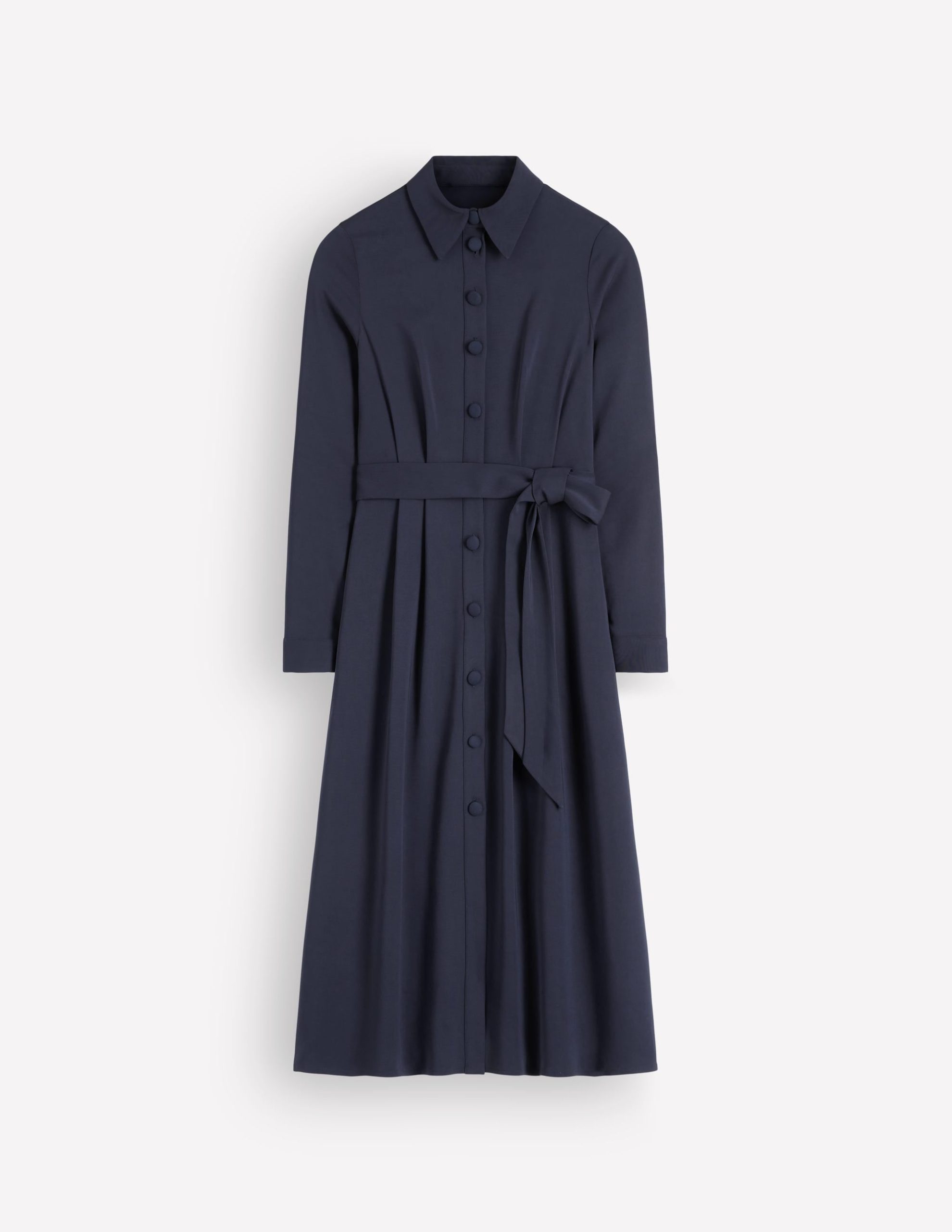 Kate Pleated Shirt Dress-Navy - Image 6
