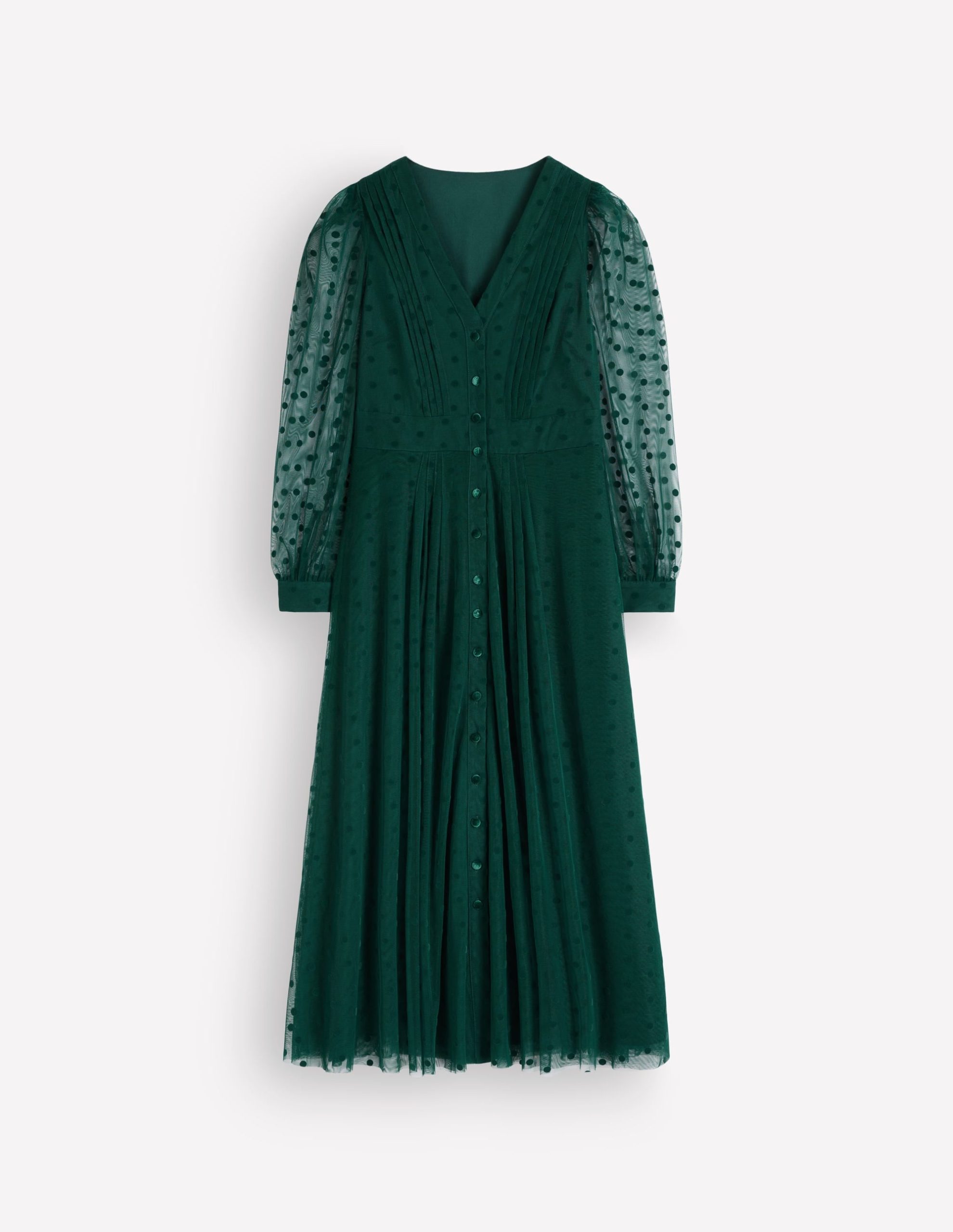 Pleated Tulle Midi Dress-Midnight Teal - Image 6