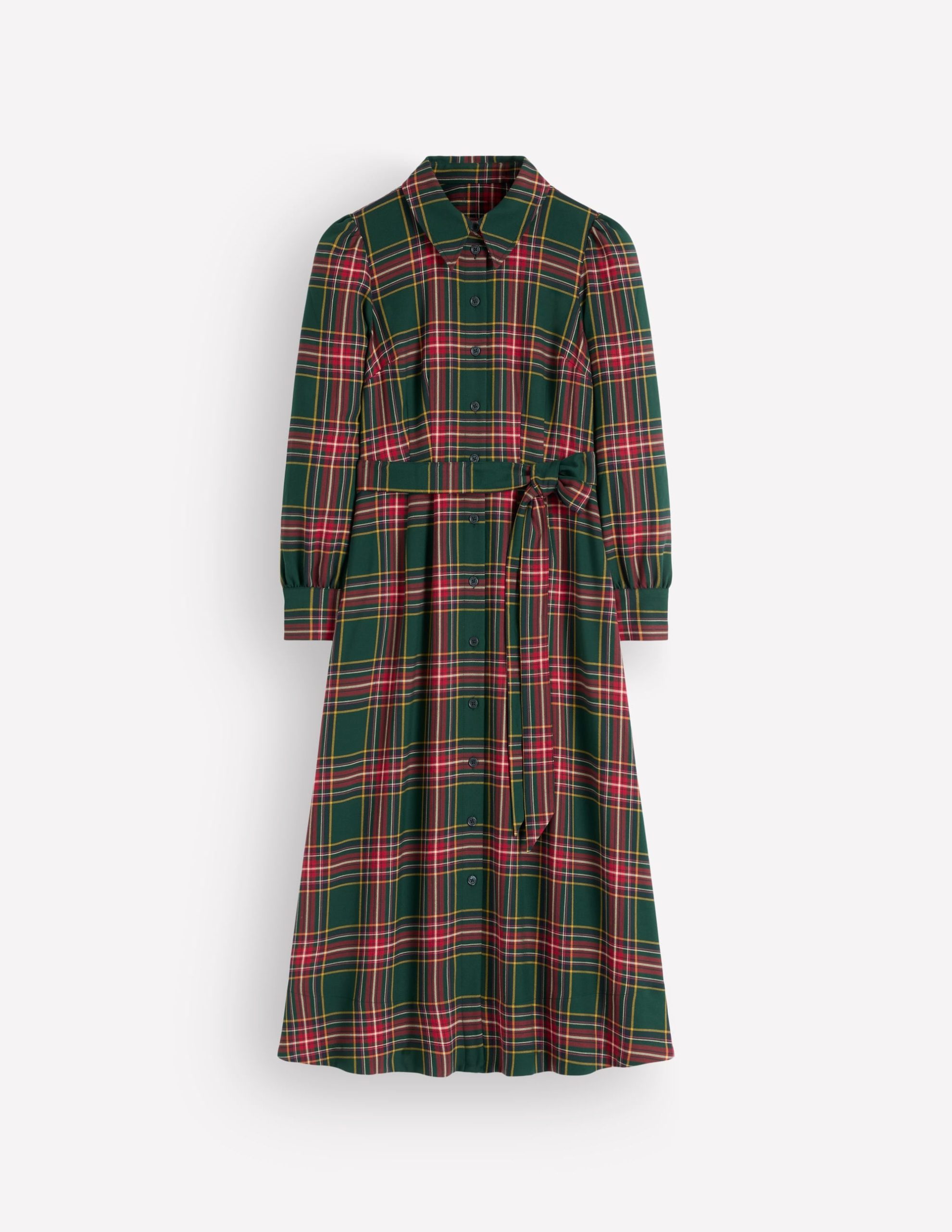 Maeve Check Midi Shirt Dress-Green. Navy and Red Check - Image 6