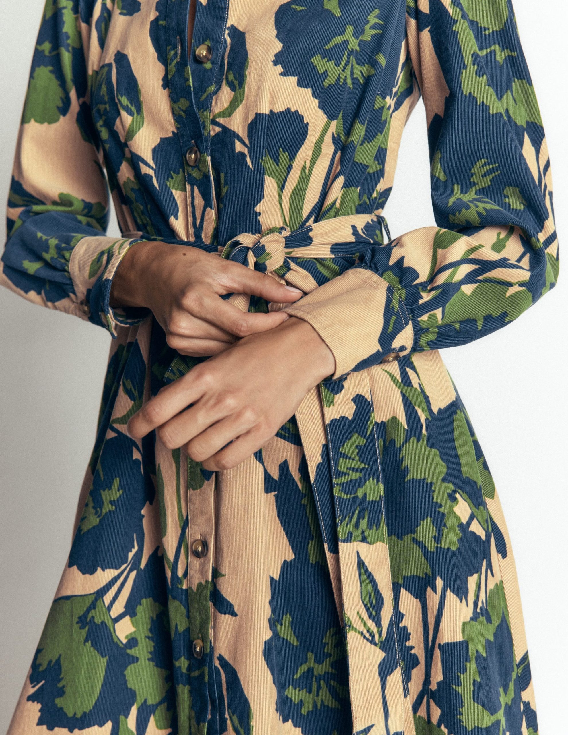 Maeve Cord Midi Shirt Dress-Cool Cocoa. Forest Breeze - Image 3