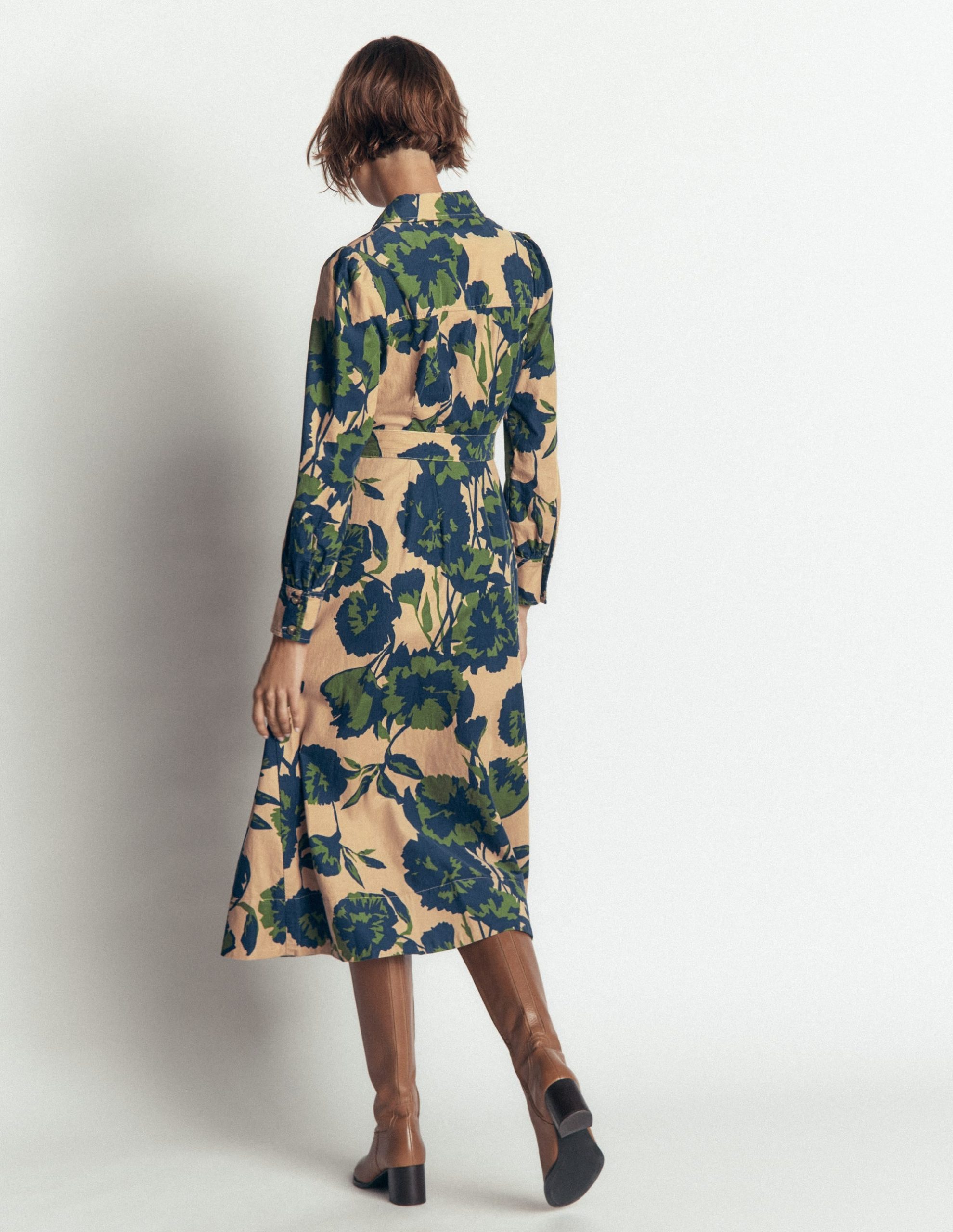 Maeve Cord Midi Shirt Dress-Cool Cocoa. Forest Breeze - Image 4