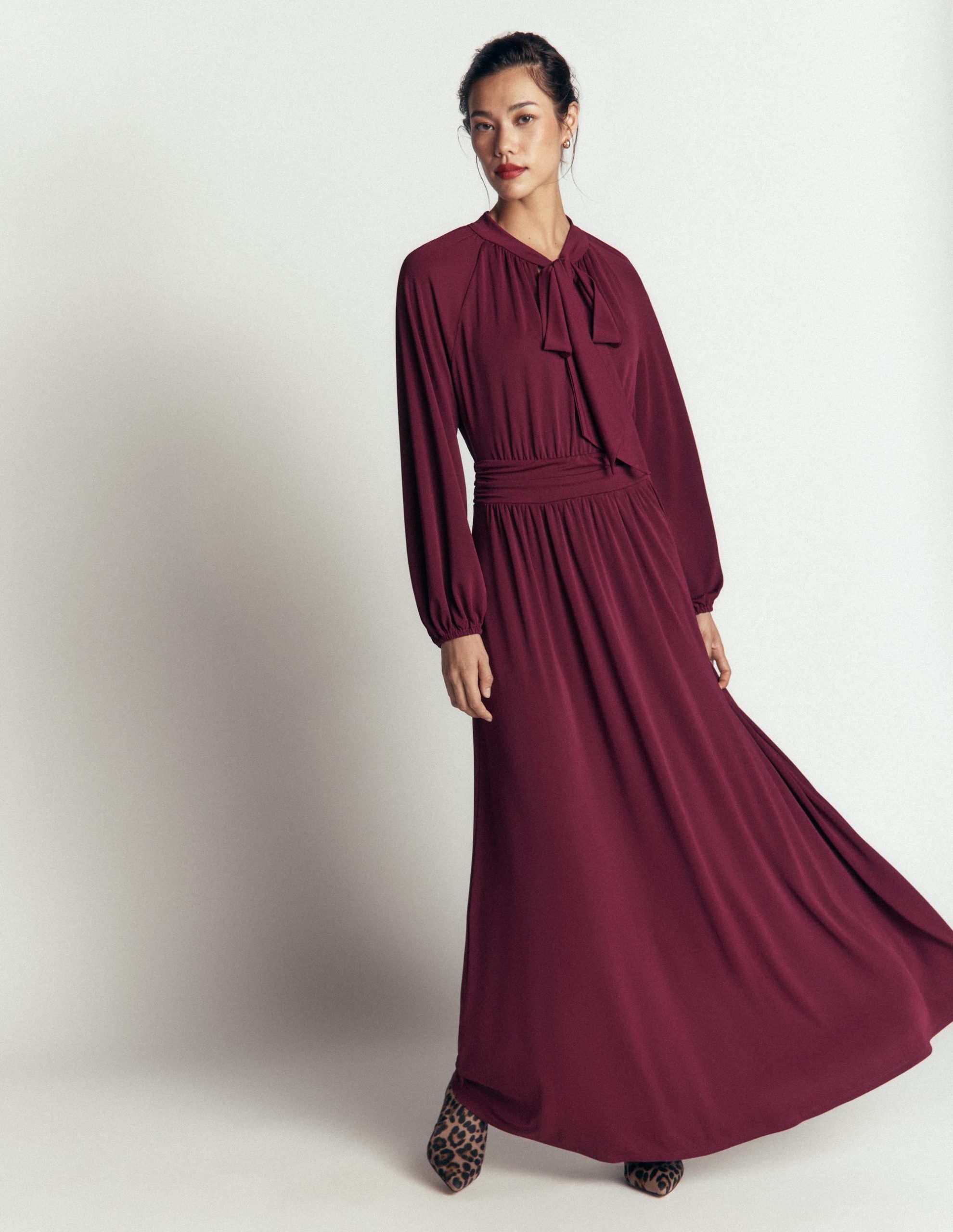 Pussybow Jersey Maxi Dress-Deep Wisteria