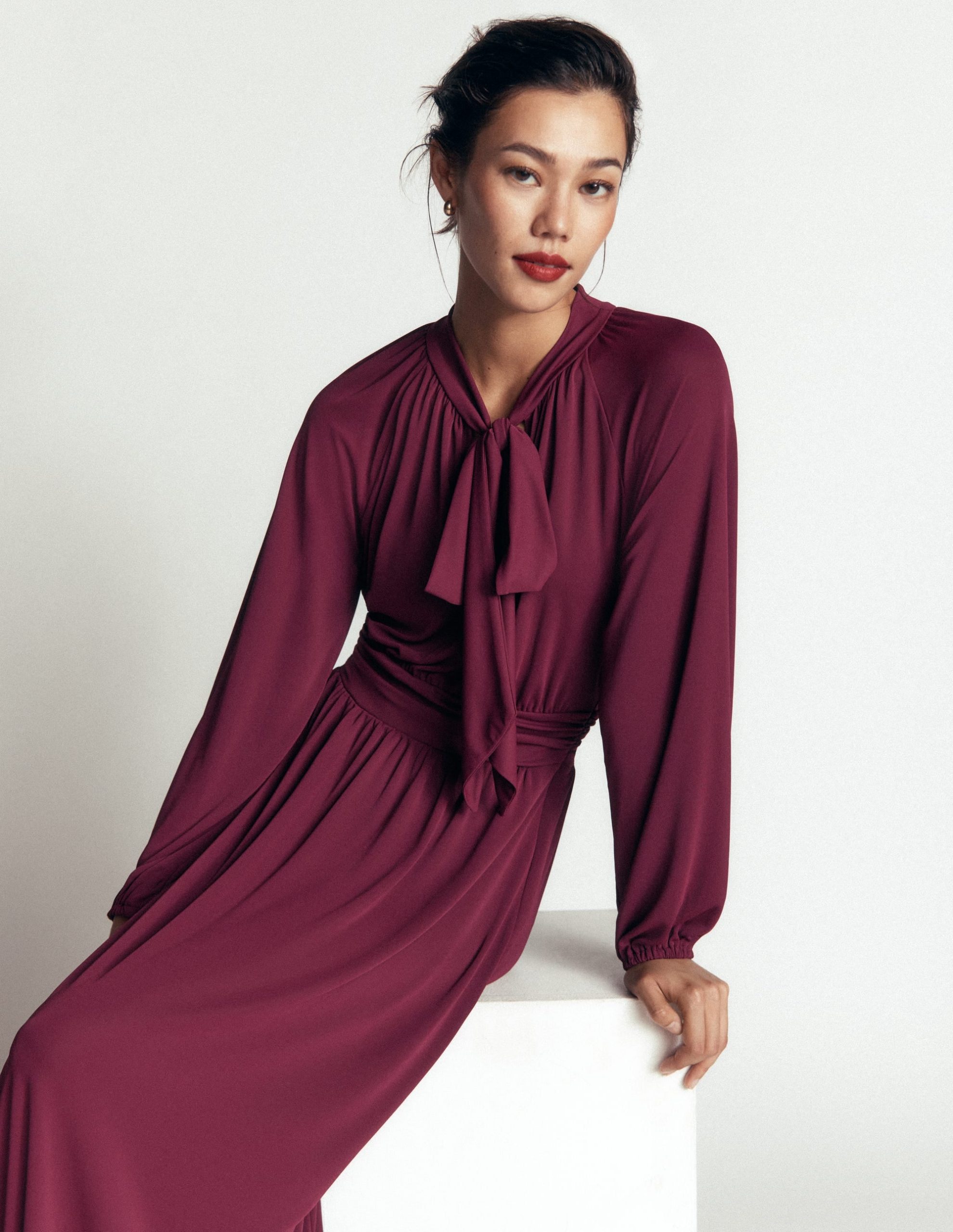 Pussybow Jersey Maxi Dress-Deep Wisteria - Image 4