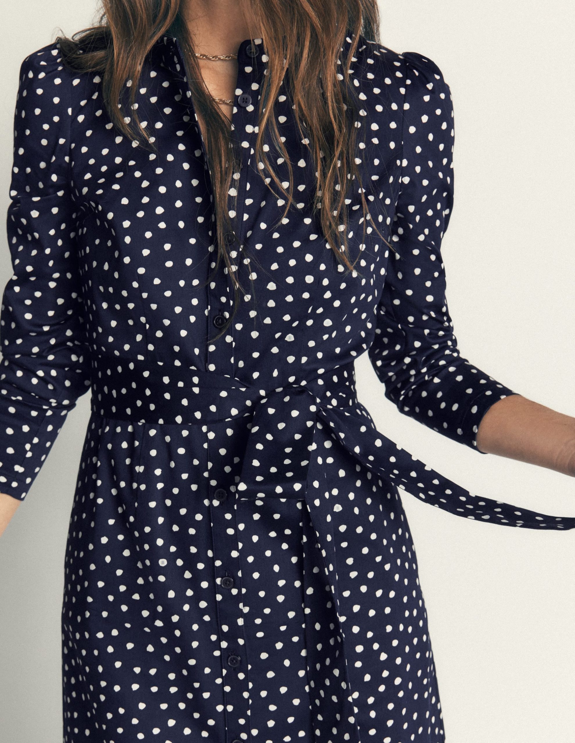 Louise Midi Shirt Dress-French Navy. Painted Dot - Image 2