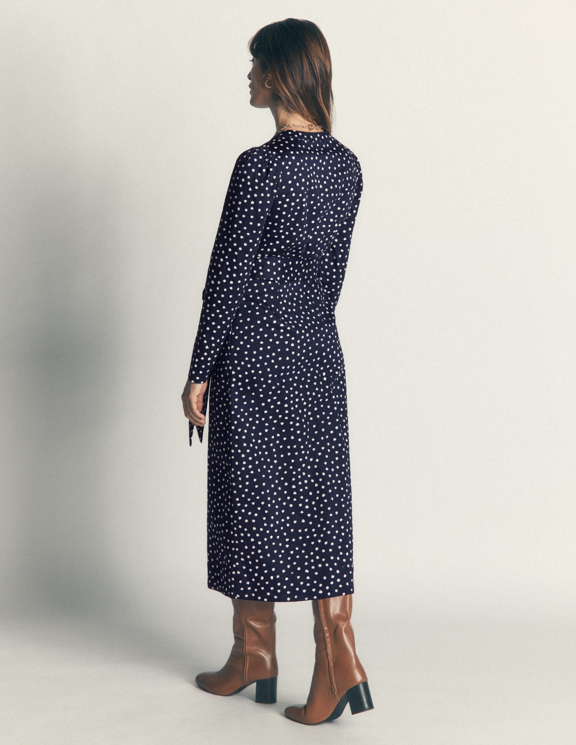 Louise Midi Shirt Dress-French Navy. Painted Dot - Image 3