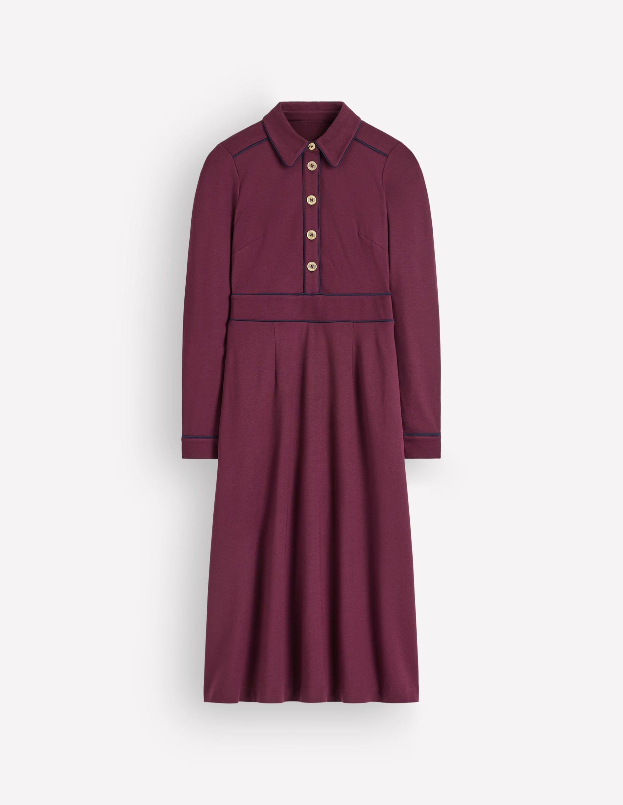Etta Piping Detail Ponte Dress-Dark Cherry. Navy - Image 6