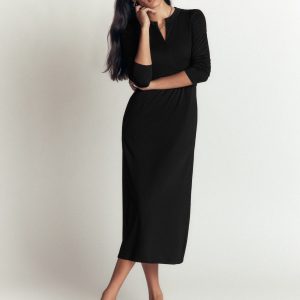 Hope Zip Detail Jersey Dress-Black