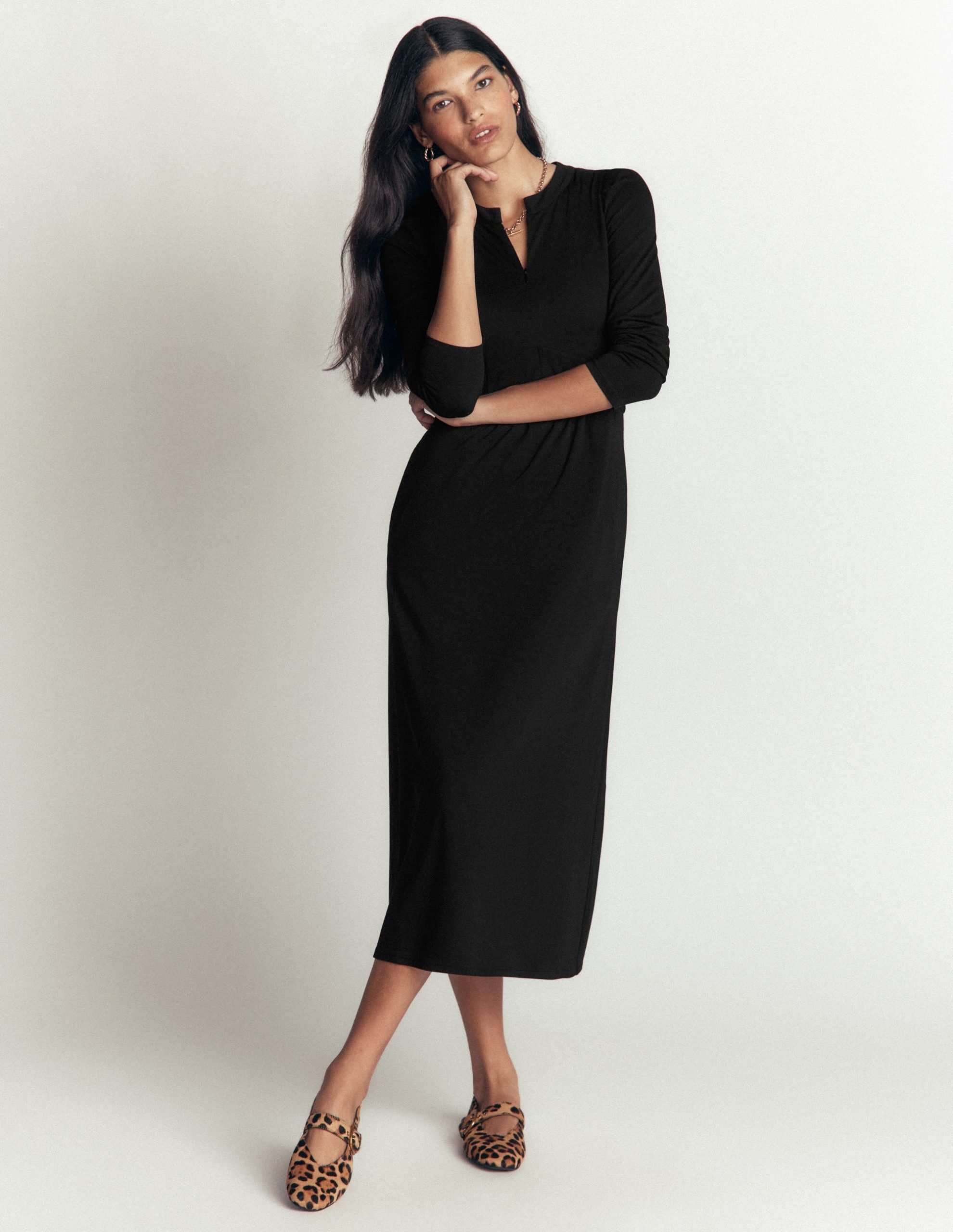 Hope Zip Detail Jersey Dress-Black
