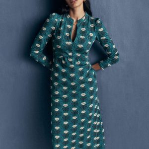 Hope Zip Detail Jersey Dress-Storm Blue. Flourishing Buds