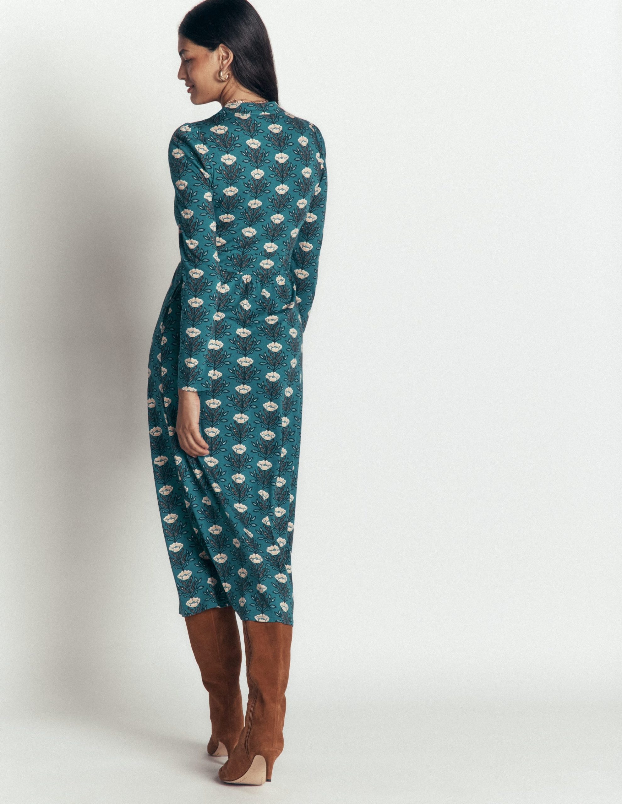 Hope Zip Detail Jersey Dress-Storm Blue. Flourishing Buds - Image 3