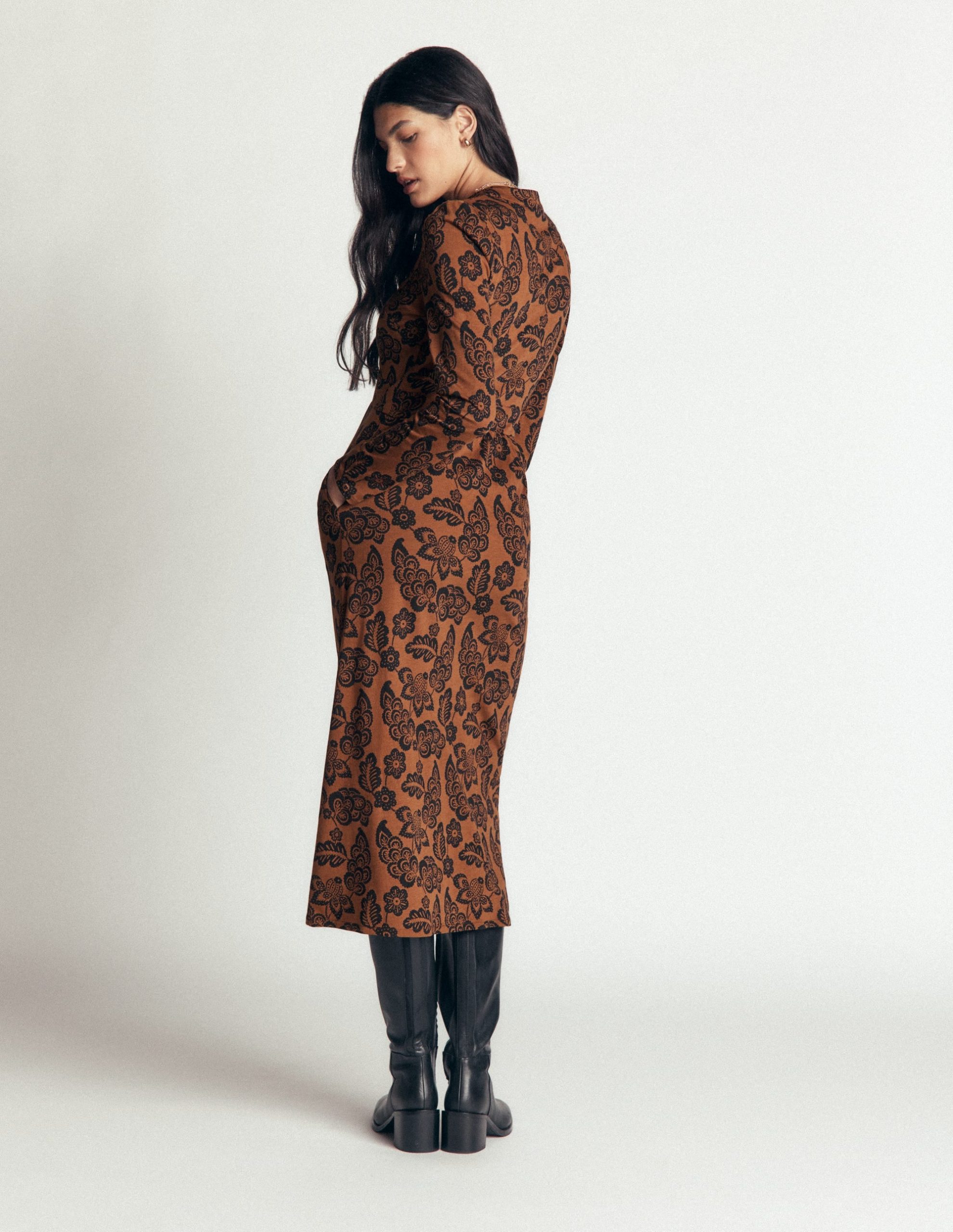 Hope Zip Detail Jersey Dress-Russet. Tickled Meadows - Image 3