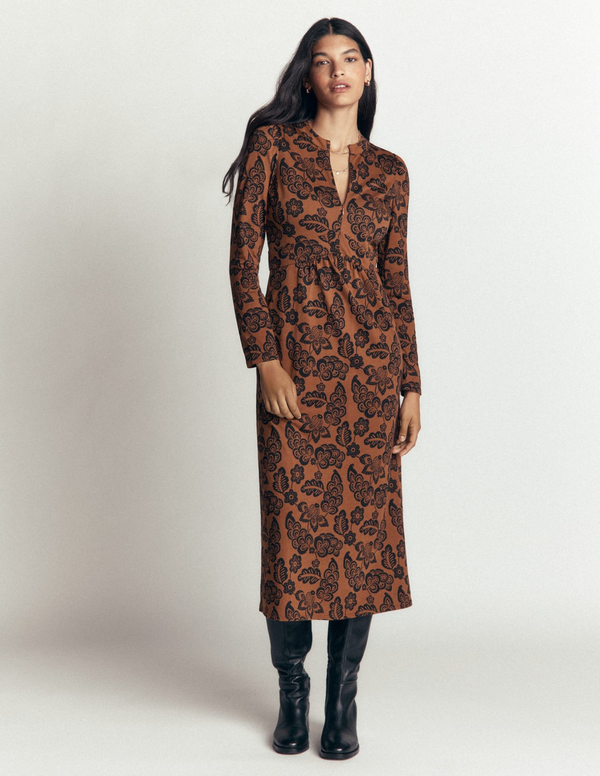 Hope Zip Detail Jersey Dress-Russet. Tickled Meadows - Image 4