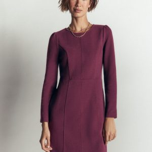 Marla Seamed Ottoman Dress-Dark Cherry