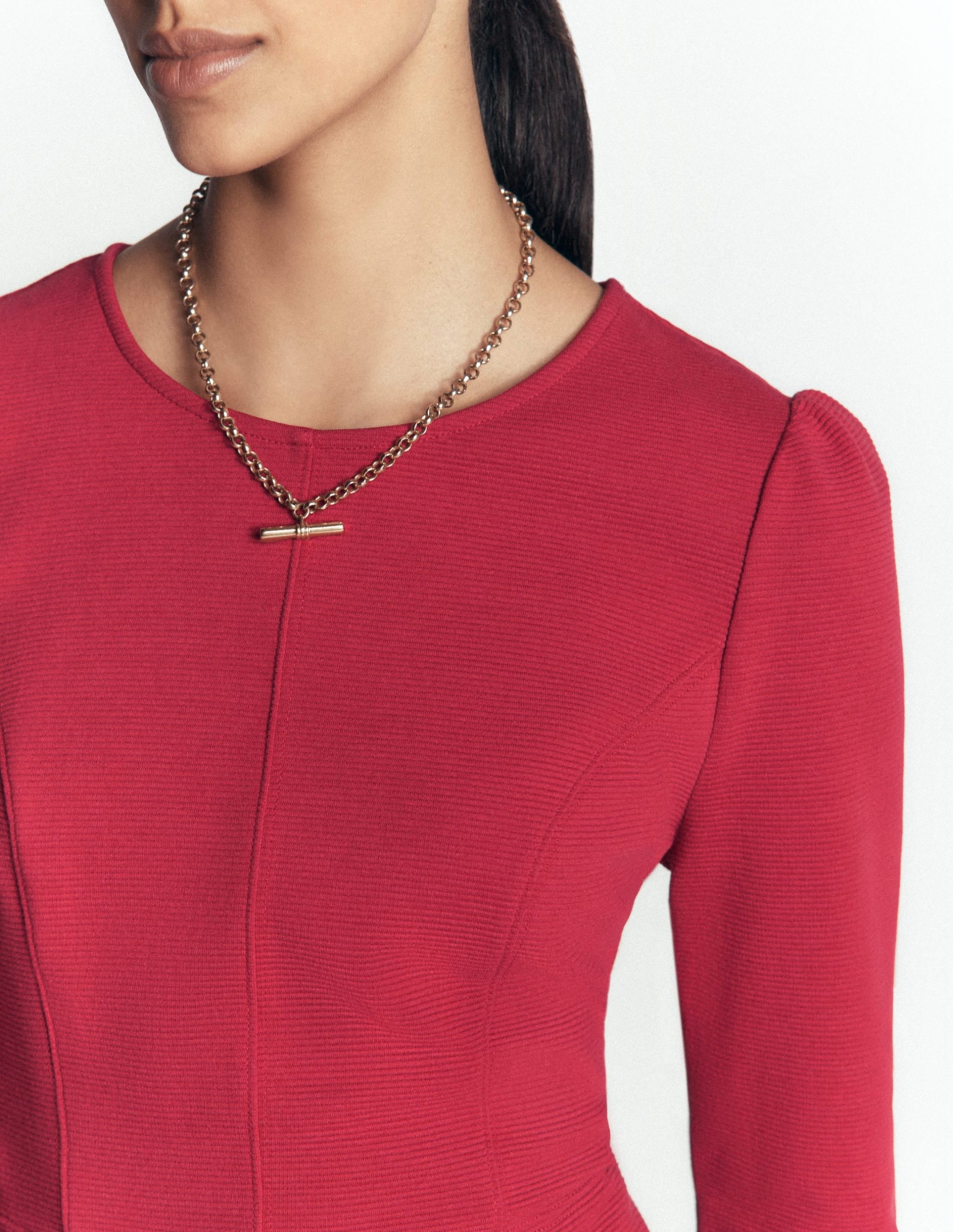 Marla Seamed Ottoman Dress-Red Earth - Image 2