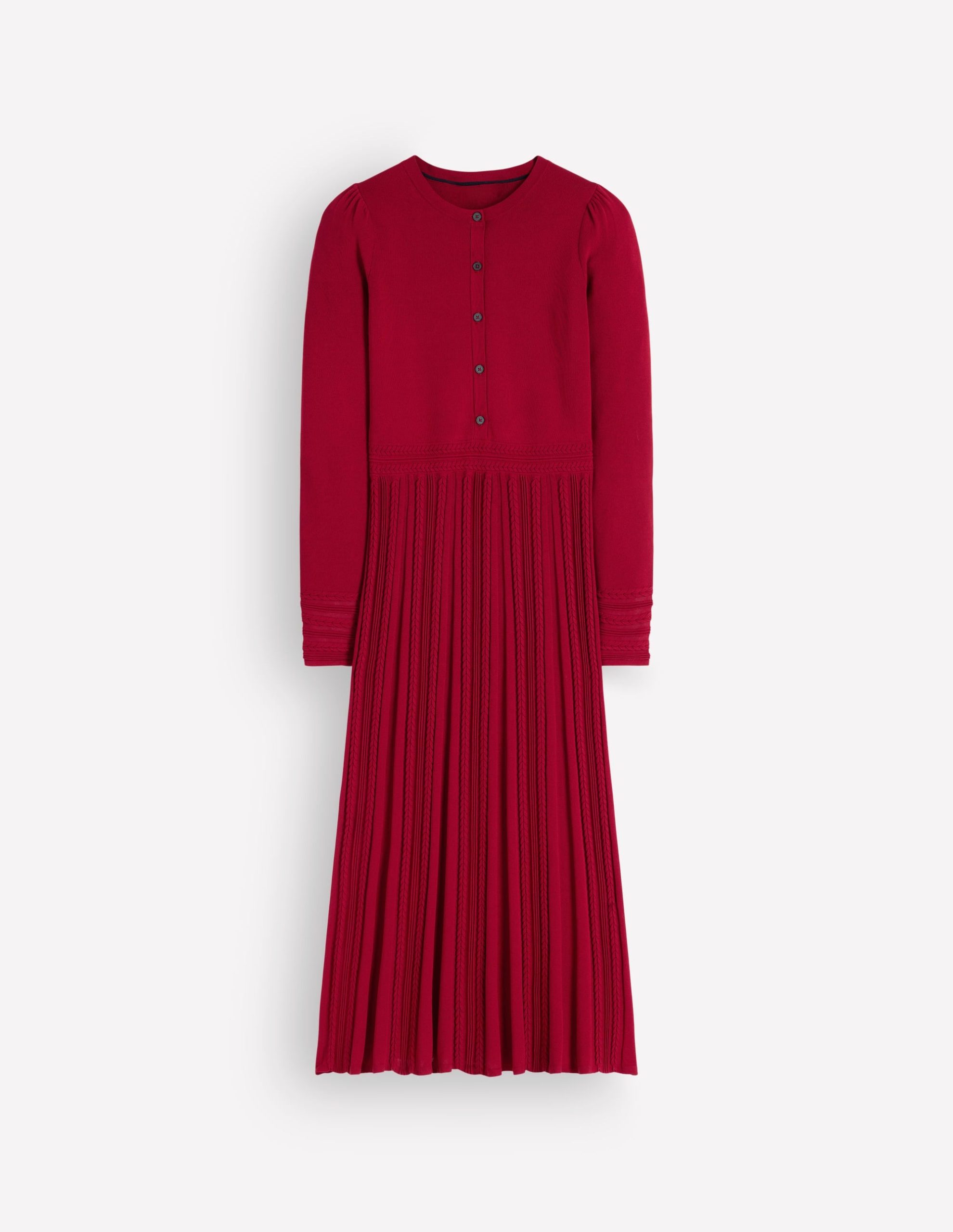 Cable Stitch Knitted Dress-Crimson Red - Image 6