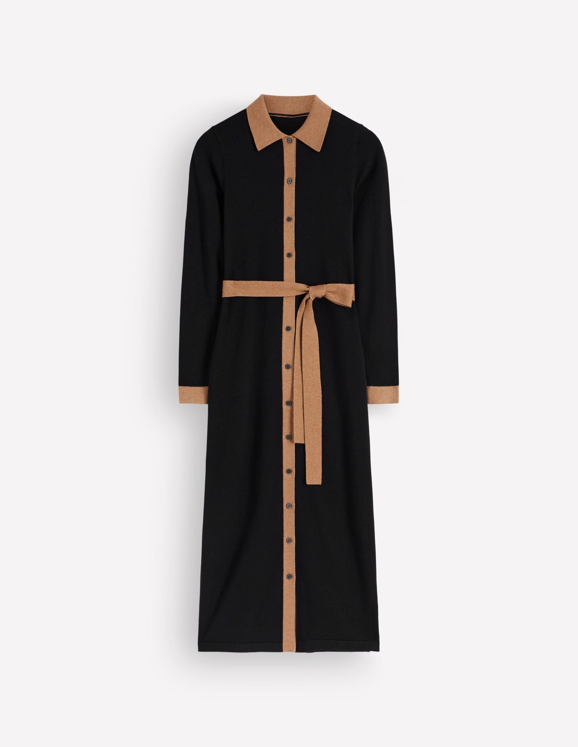 Jessica Knitted Shirt Dress-Black and Fall leaf - Image 5