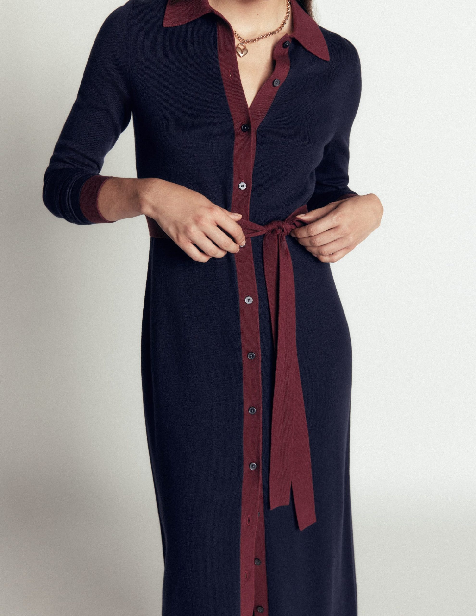 Jessica Knitted Shirt Dress-Evening Blue. Deep Wisteria - Image 2