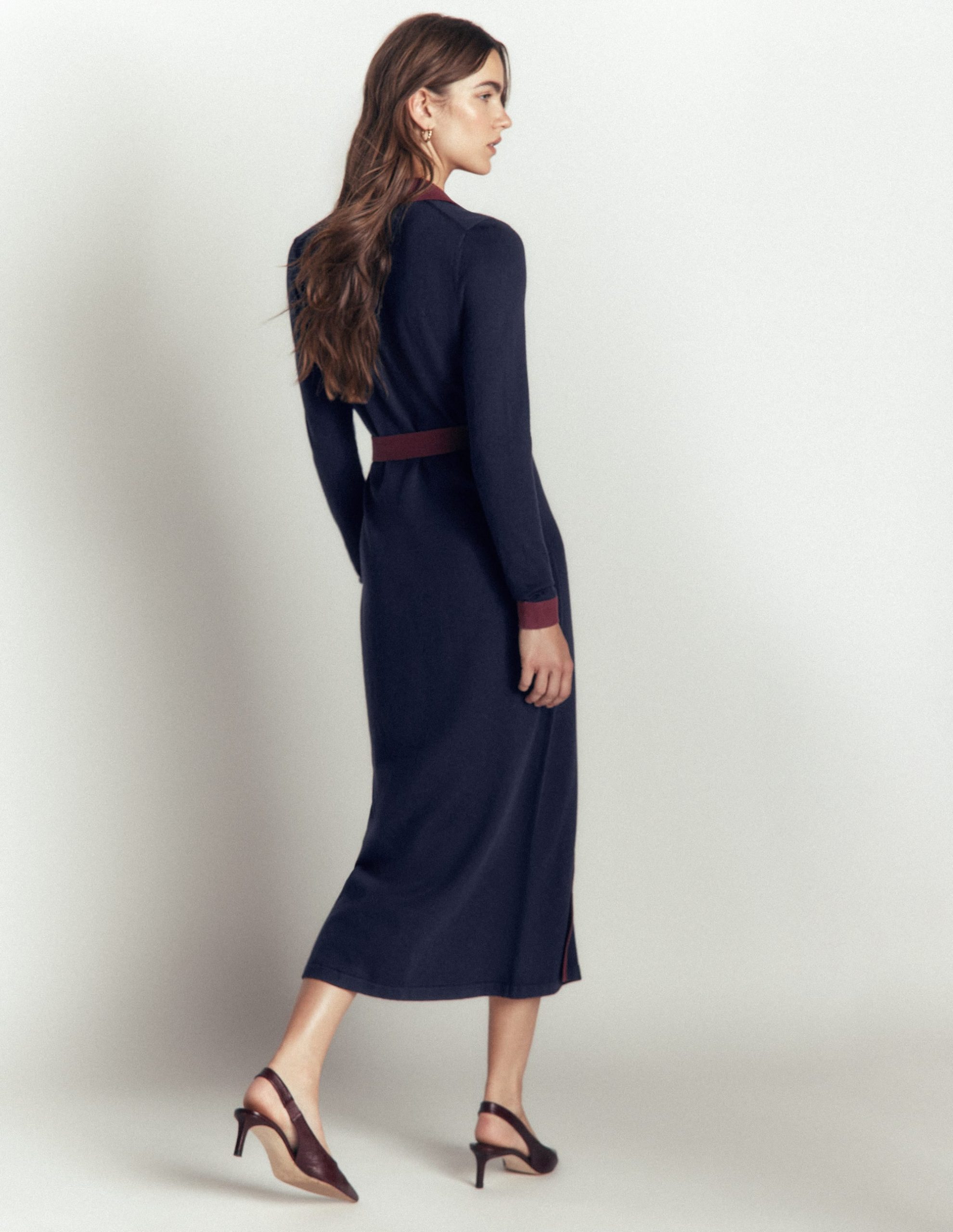 Jessica Knitted Shirt Dress-Evening Blue. Deep Wisteria - Image 3