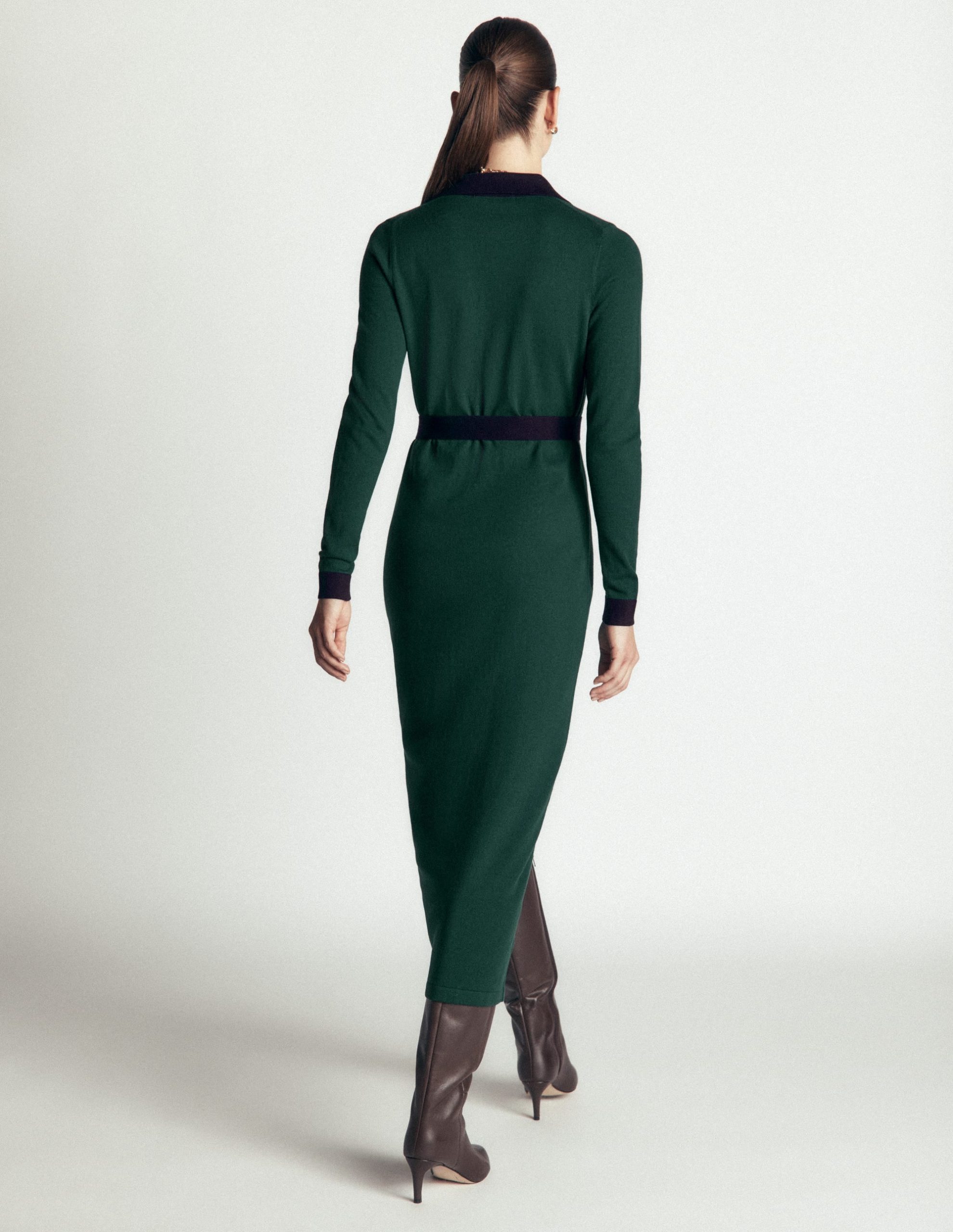 Jessica Knitted Shirt Dress-Malachite Green. Evening Blue - Image 3