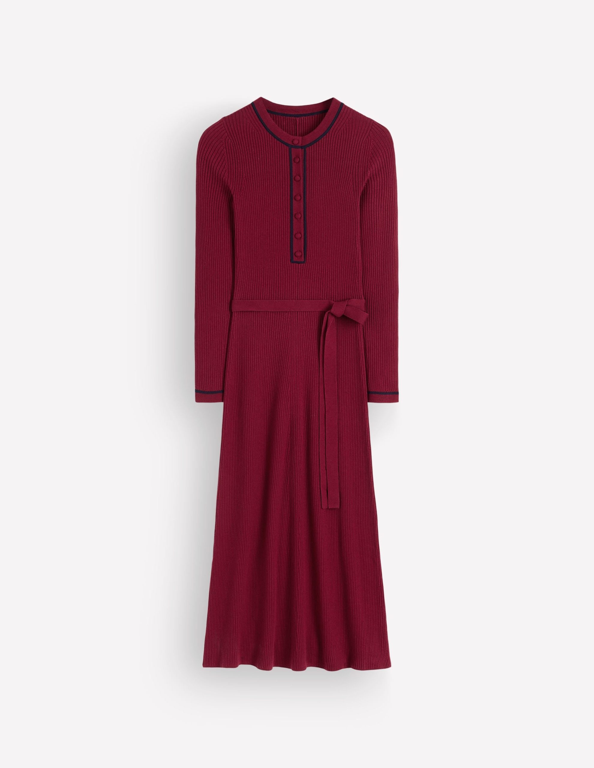 Paula Ribbed Crew Dress-Deep Wisteria. Navy - Image 6