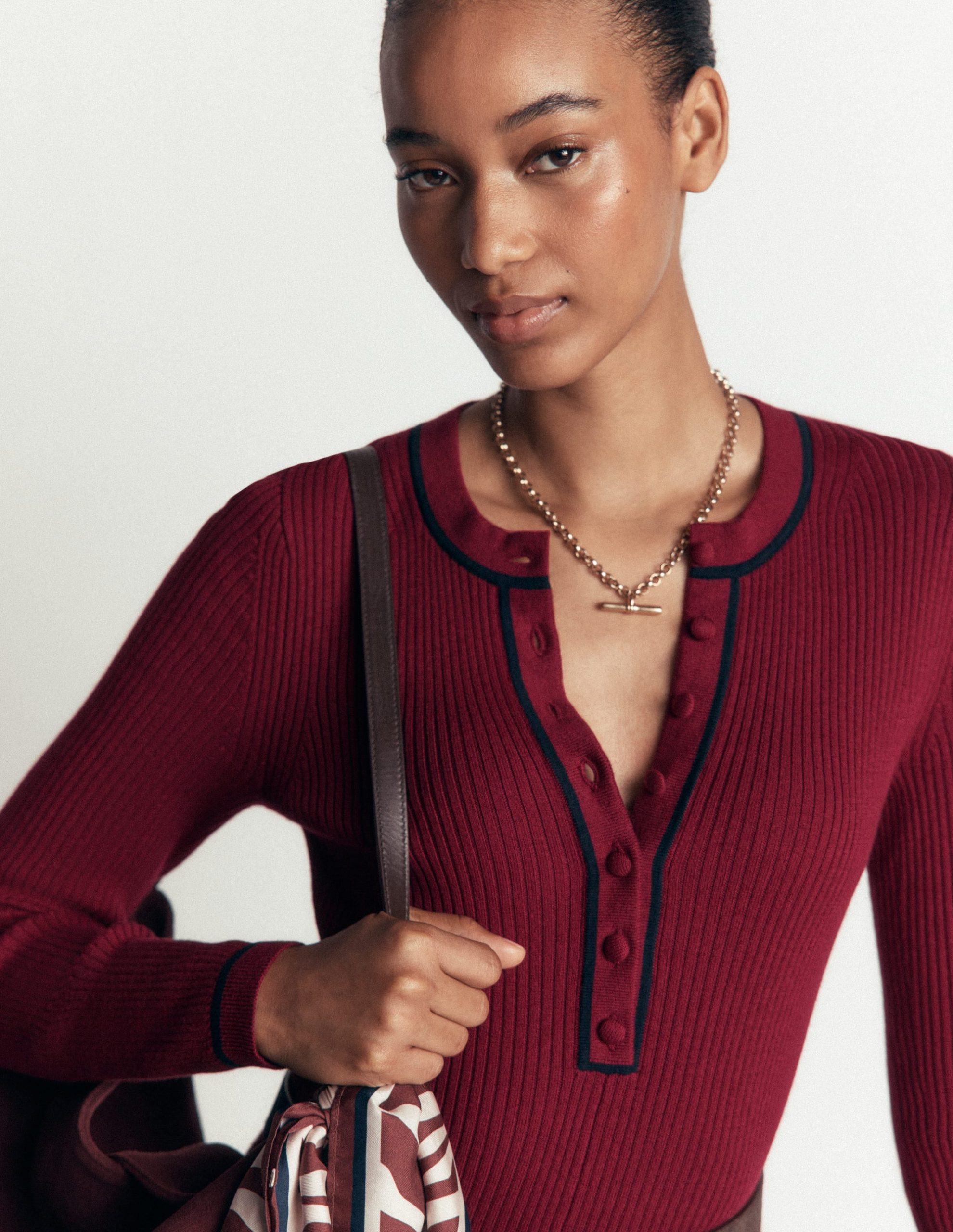 Paula Ribbed Crew Dress-Deep Wisteria. Navy - Image 2