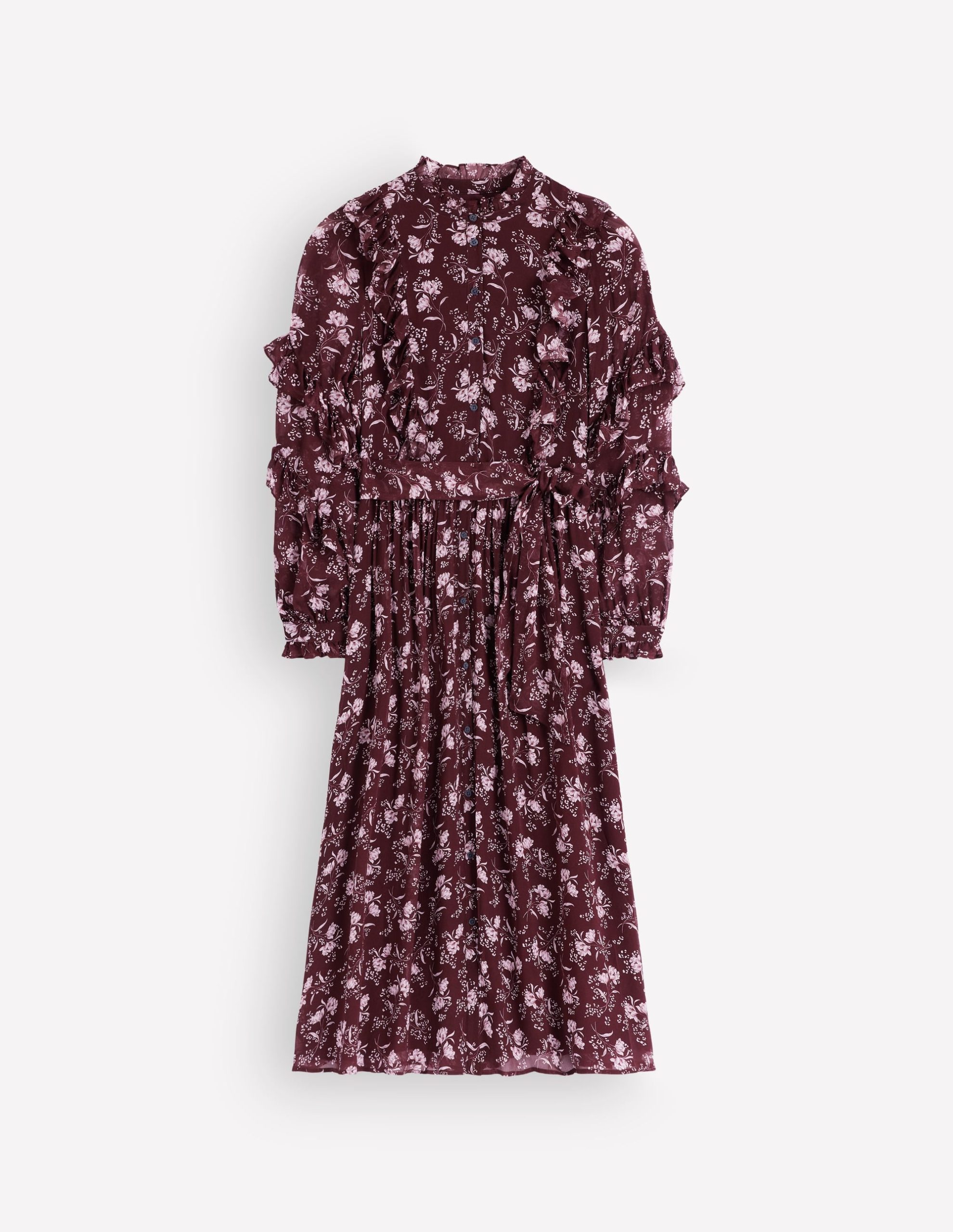 Ruffle Tie Neck Dress-Brown. Enchanted Sprigs - Image 7
