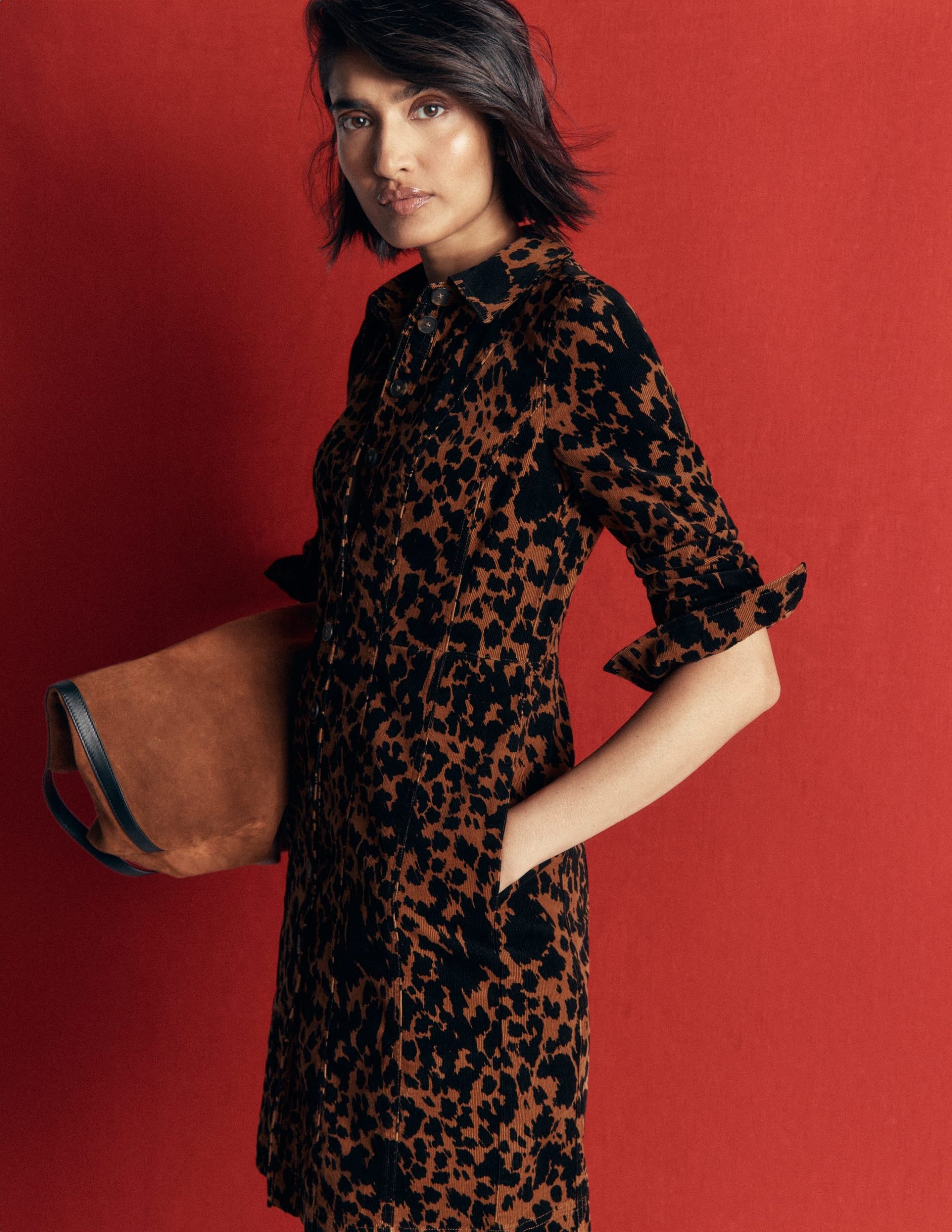 Rhoda Cord Short Dress-Ginger. Cow Fields