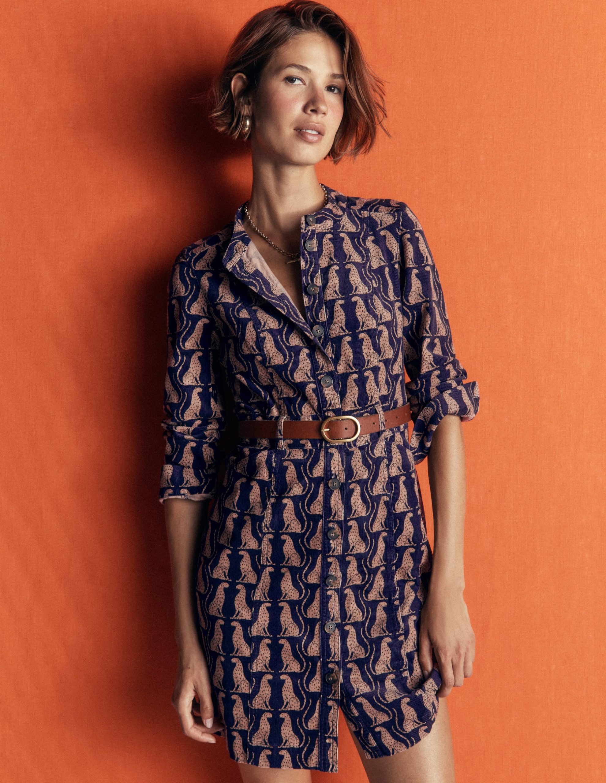 Zara Cord Short Dress-Zodiac Purple. Patient Leopard