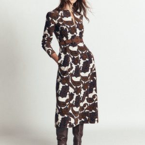 Una Cord Midi Dress-Almond Milk Paisley Bouquet